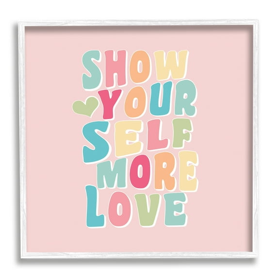 Stupell Industries Retro Pastel Self Love Inspirational Painting White Framed Art Print Wall Art, 24 x 24