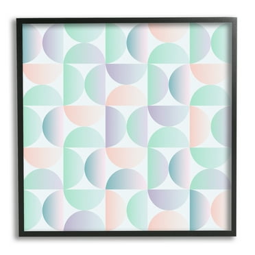 Stupell Industries Retro Pastel Shapes Pattern Abstract Painting Black Framed Art Print Wall Art
