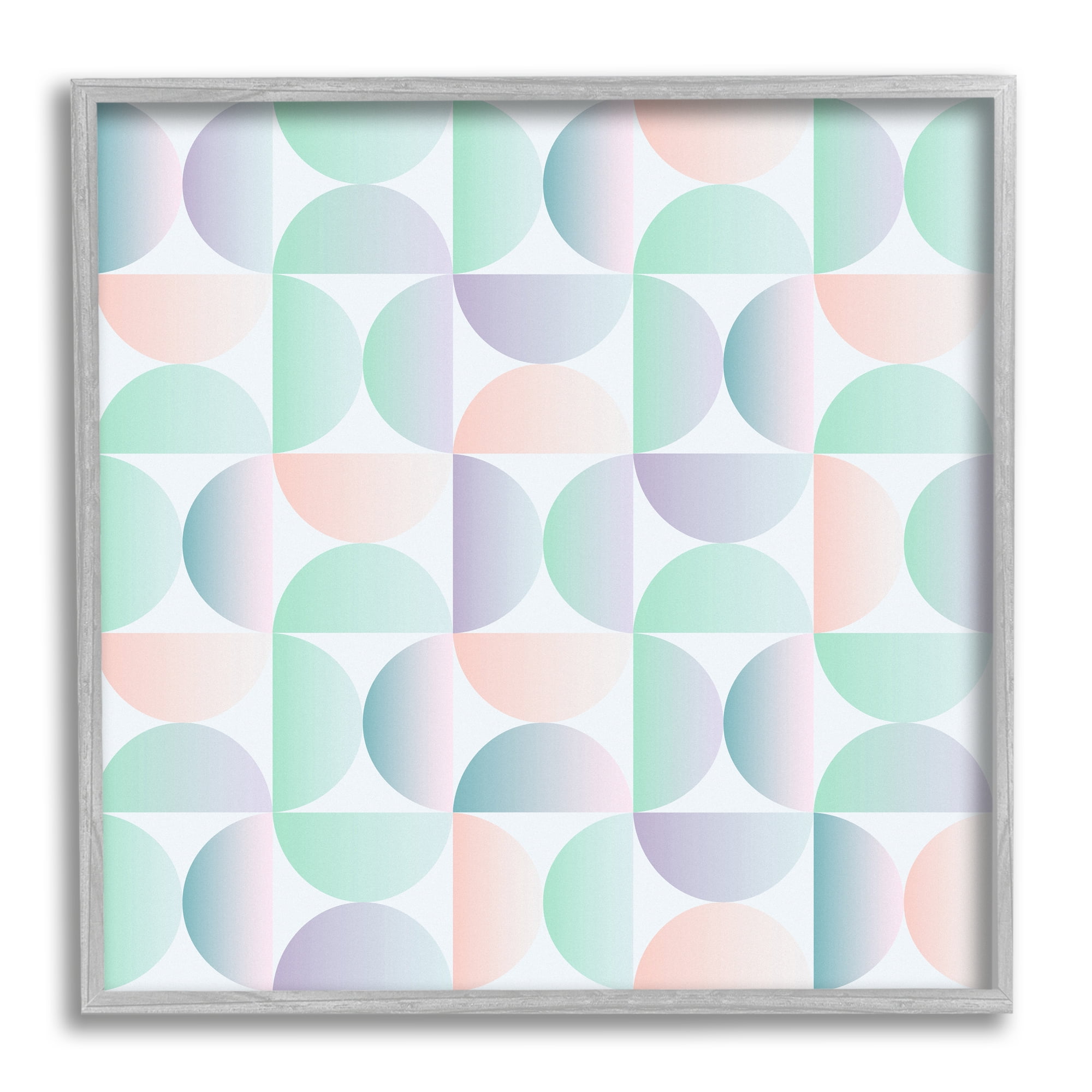 Stupell Industries Retro Pastel Shapes Pattern Abstract Painting Gray Framed Art Print Wall Art
