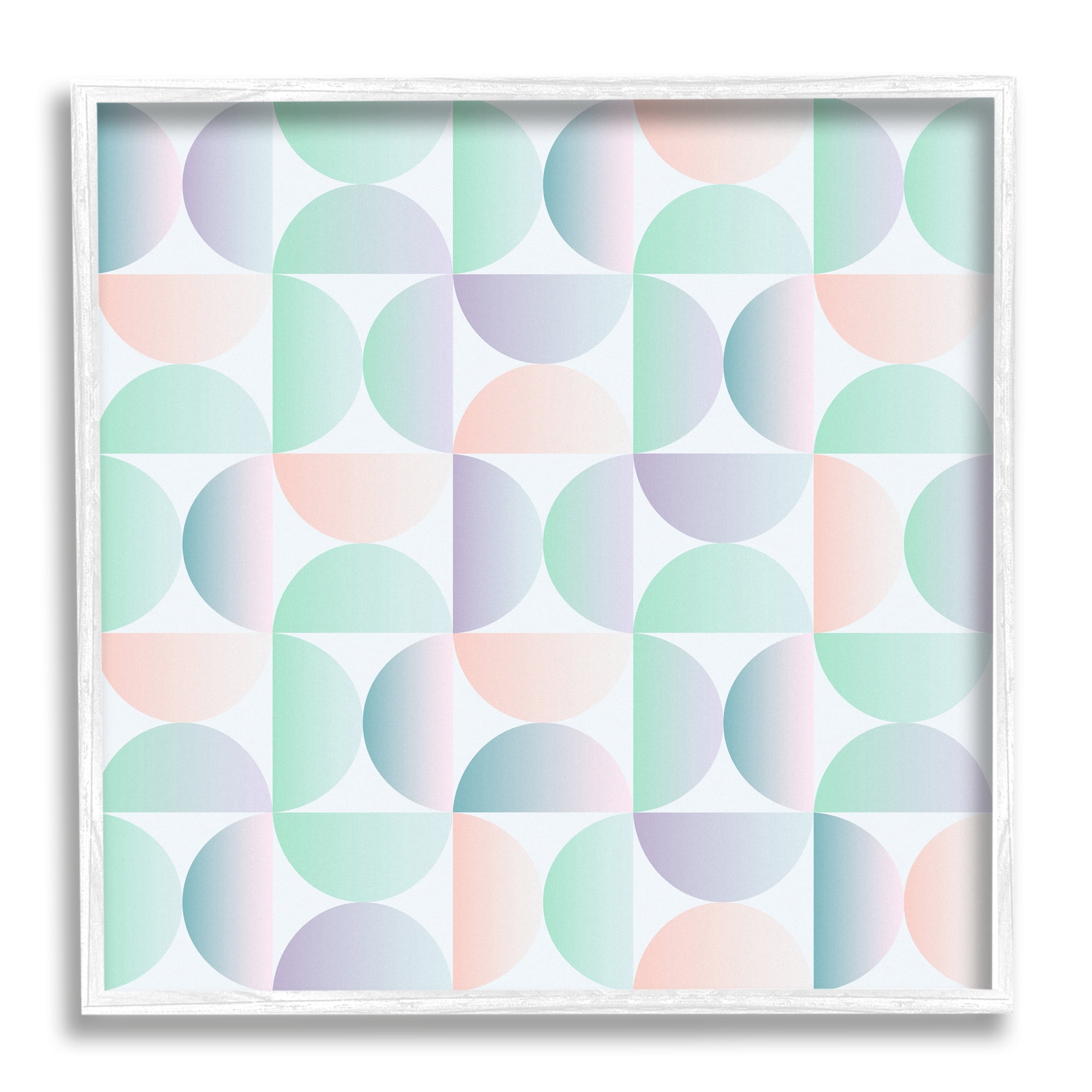 Stupell Industries Retro Pastel Shapes Pattern Abstract Painting White Framed Art Print Wall Art
