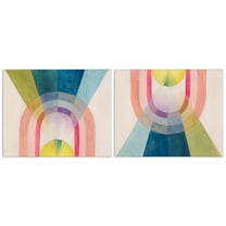 Stupell Industries Retro Pastel Structured Shapes Abstract Painting Wrapped Canvas Art Print Wall Art, 20 x 16, Set of 2