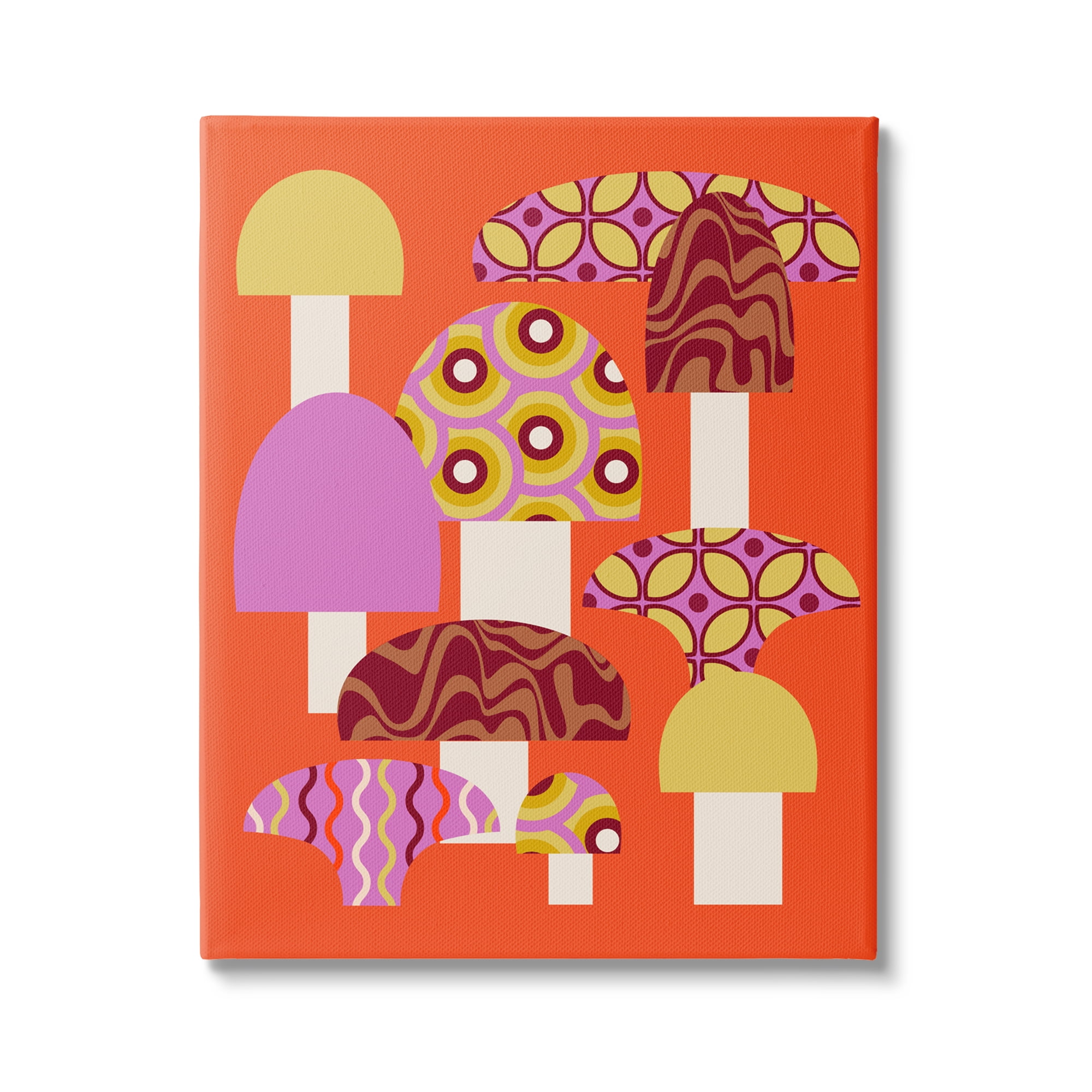 Stupell Industries Retro Patterned Mushrooms Botanical & Floral Painting Gallery Wrapped Canvas Art Print Wall Art, 36 x 48