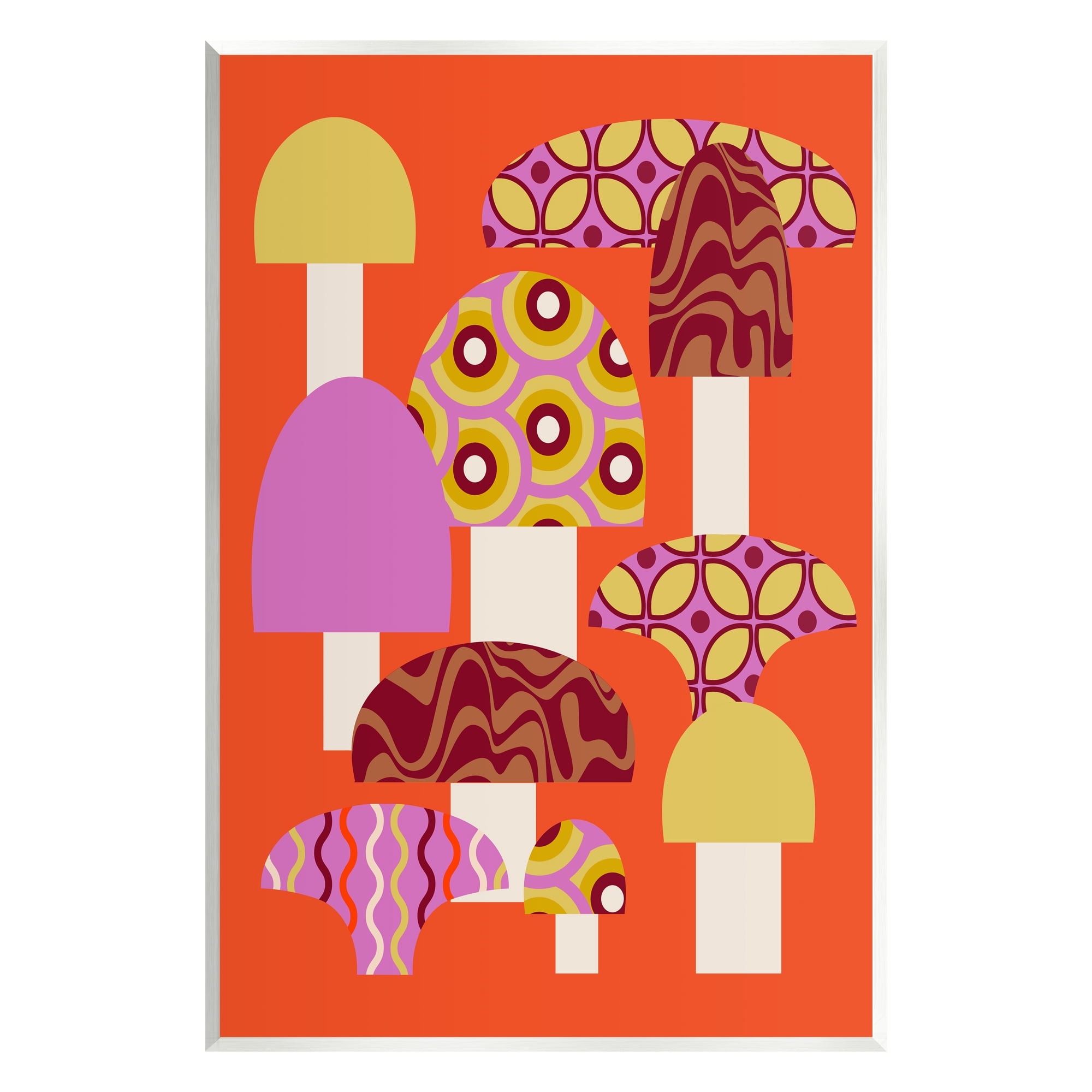 Stupell Industries Retro Patterned Mushrooms Botanical & Floral Painting Unframed Art Print Wall Art, 13 x 19
