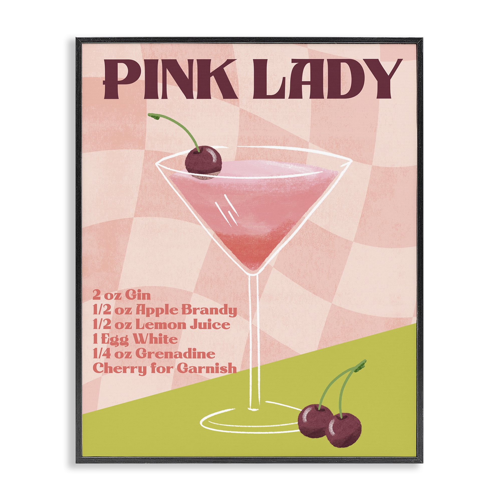 Stupell Industries Retro Pink Lady Recipe Food & Beverage Painting Black Framed Art Print Wall Art, 24 x 30