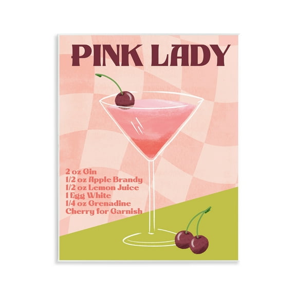 Stupell Industries Retro Pink Lady Recipe Food & Beverage Painting Unframed Art Print Wall Art, 11 x 14