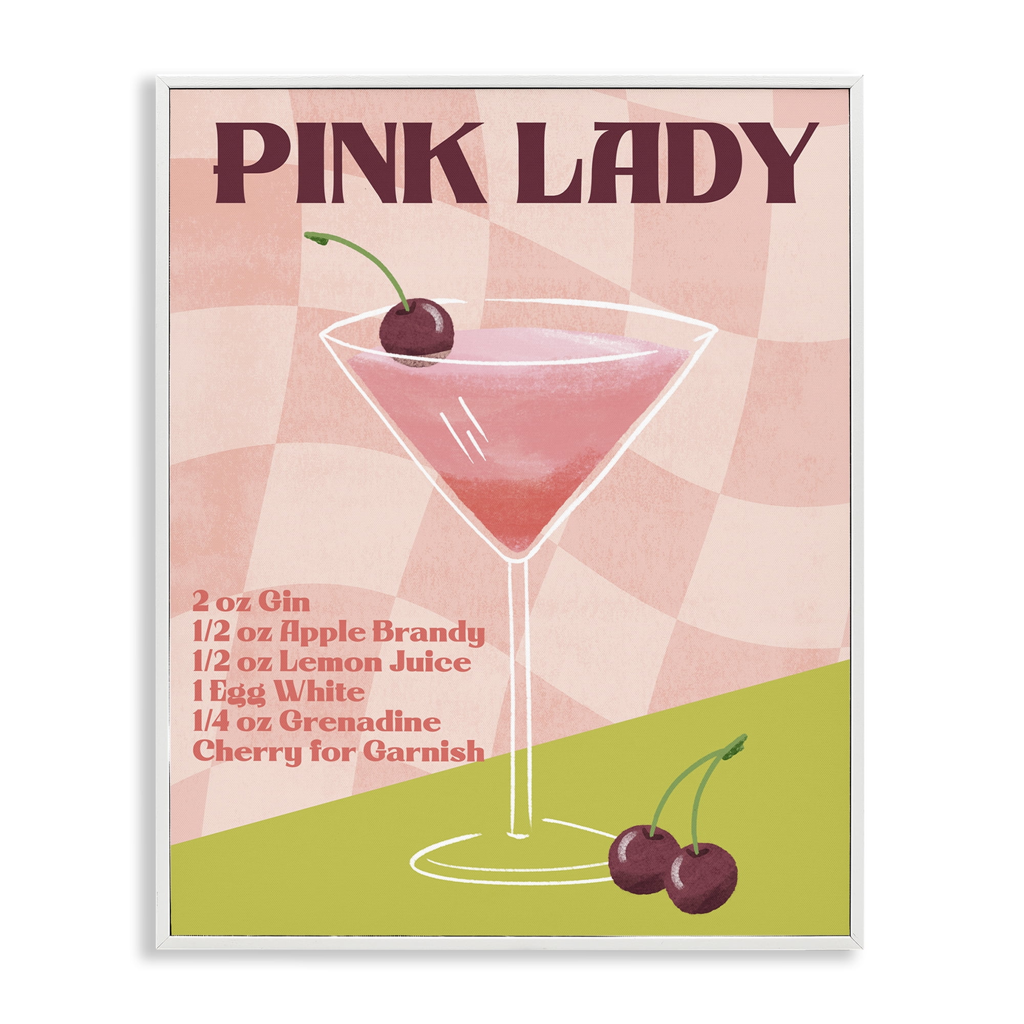 Stupell Industries Retro Pink Lady Recipe Food & Beverage Painting White Framed Art Print Wall Art, 24 x 30