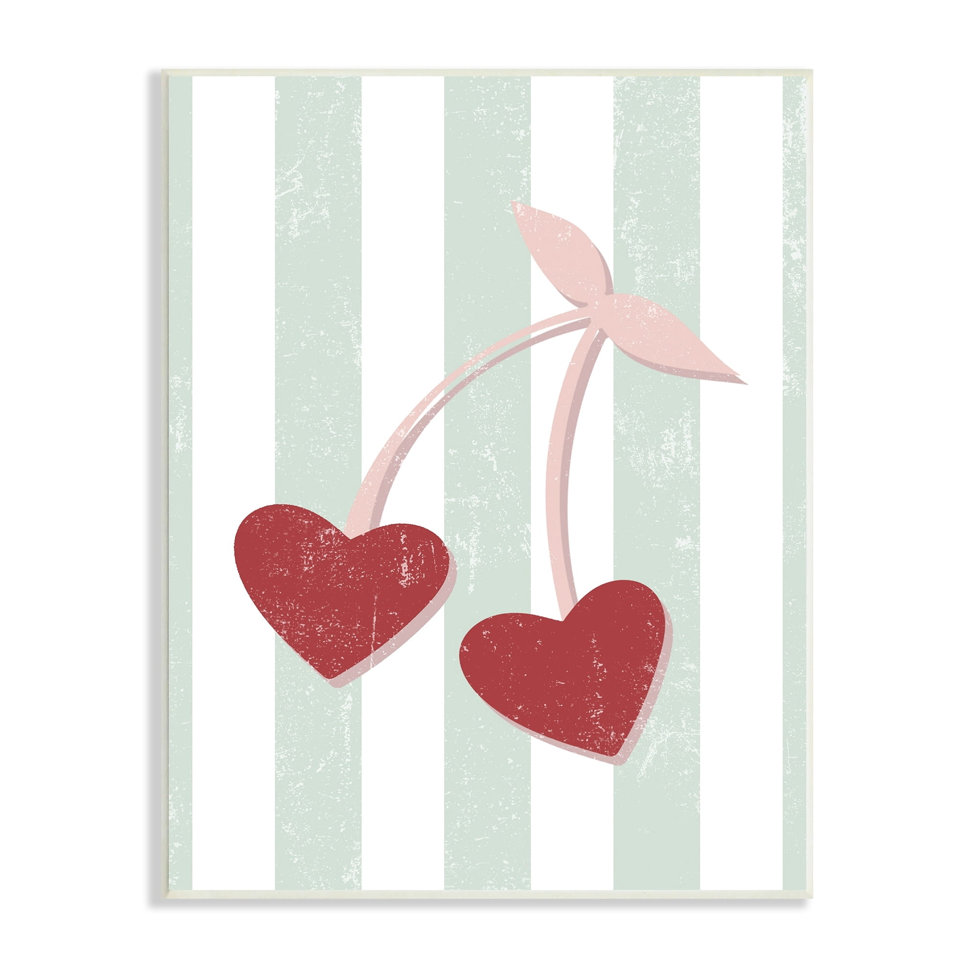 Stupell Industries Retro Pop Cherry Fruit Heart Shape Pink Fruit, 13 x 19, Design by Daphne Polselli