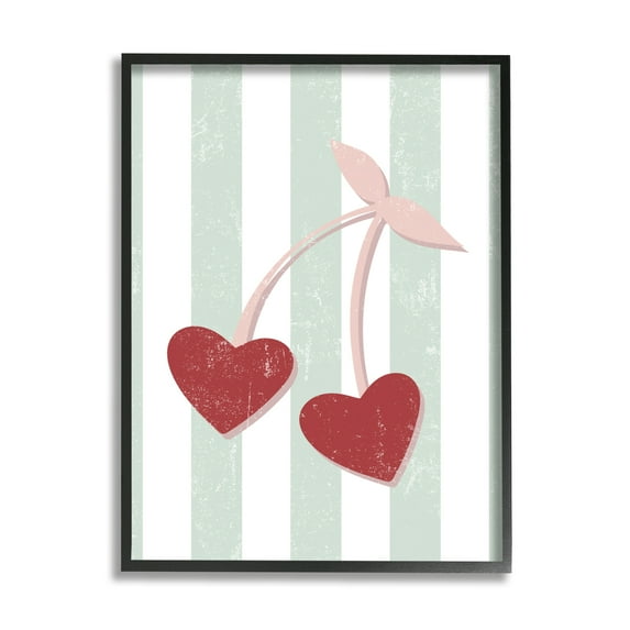 Stupell Industries Retro Pop Cherry Fruit Heart Shape Pink Fruit, 16 x 20, Design by Daphne Polselli