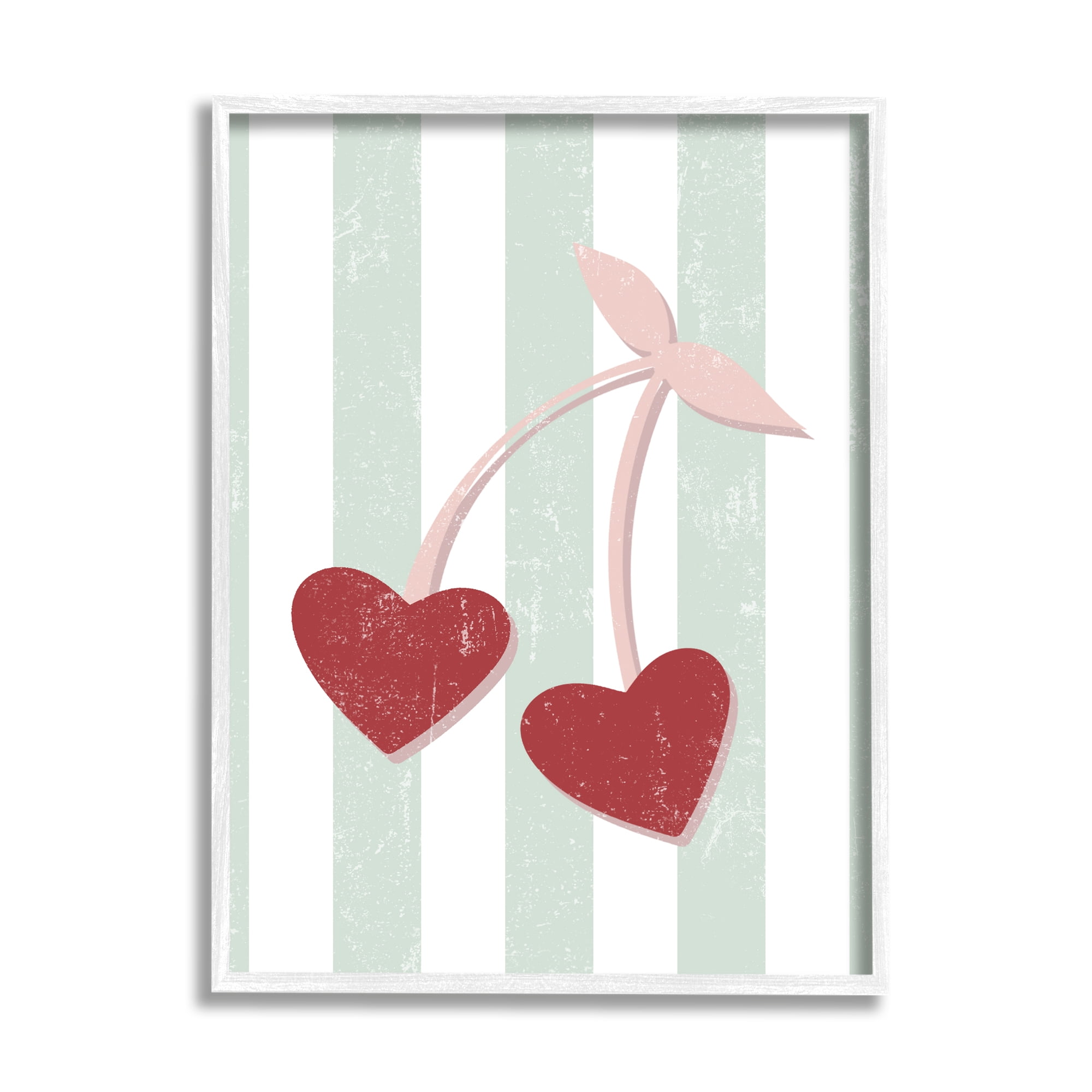 Stupell Industries Retro Pop Cherry Fruit Heart Shape Pink Fruit, 24 x 30, Design by Daphne Polselli