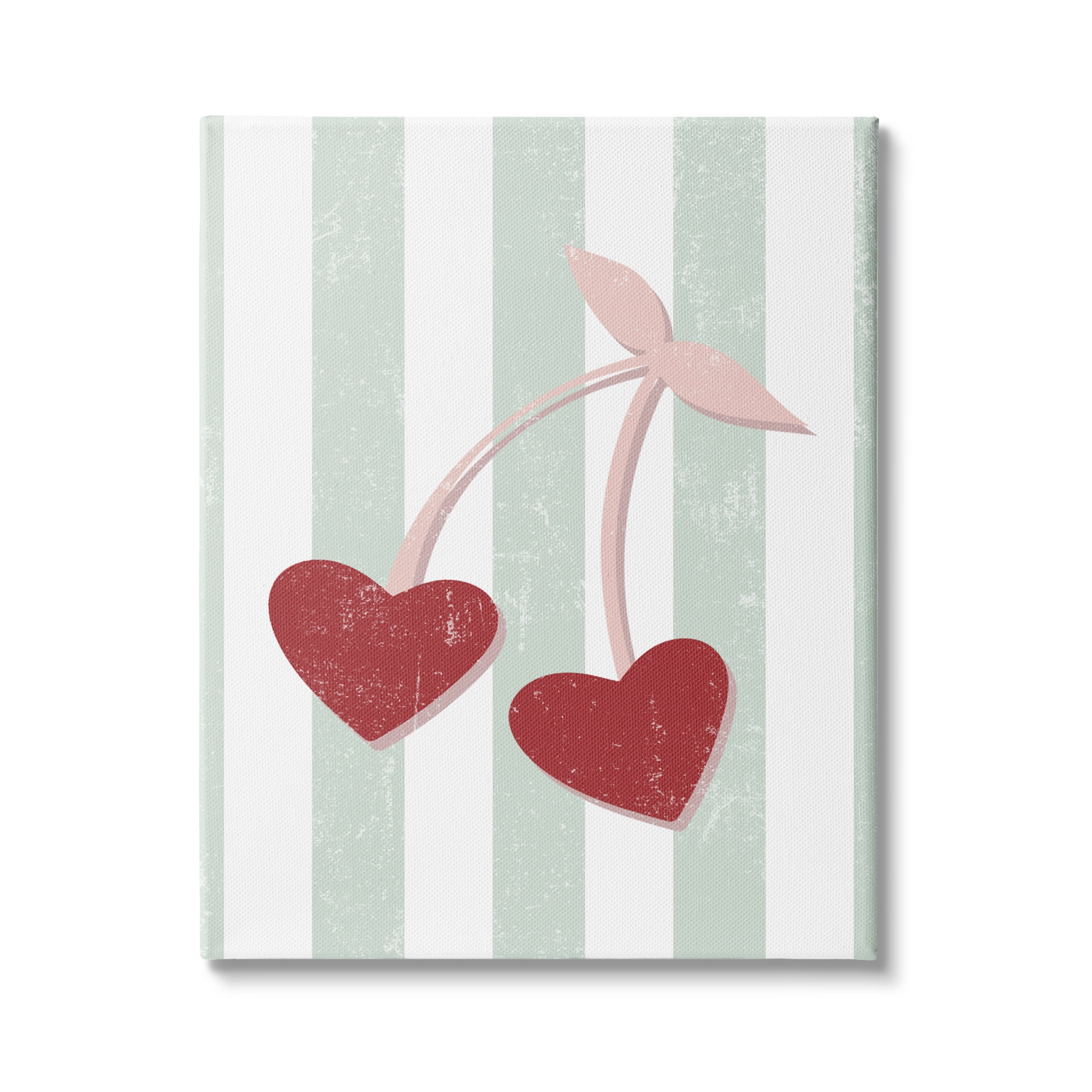 Stupell Industries Retro Pop Cherry Fruit Heart Shape Pink Fruit, 30 x 40, Design by Daphne Polselli