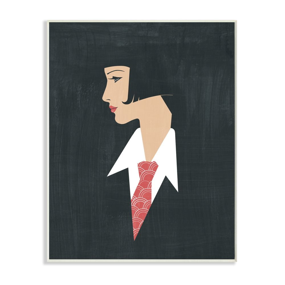 Stupell Industries Retro Pop Female Portrait Fashion Tie Detail Wall Plaque Design by Grace Popp