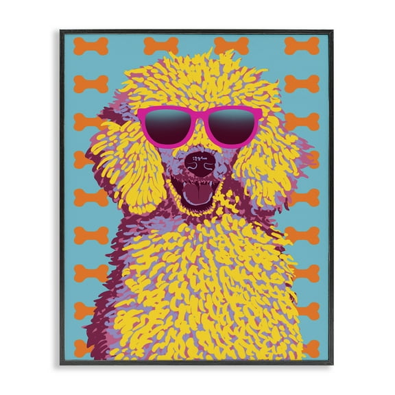 Stupell Industries Retro Pop Poodle Animals Painting Black Framed Art Print Wall Art, 16 x 20