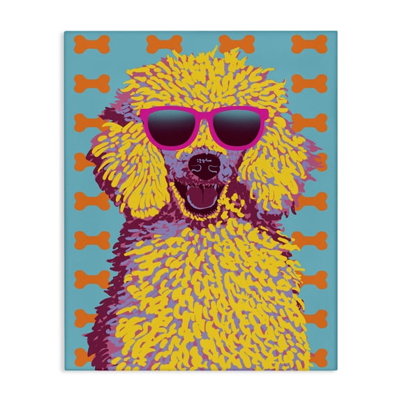 Stupell Industries Retro Pop Poodle Animals Painting Wrapped Canvas Canvas Art Print Wall Art, 16 x 20