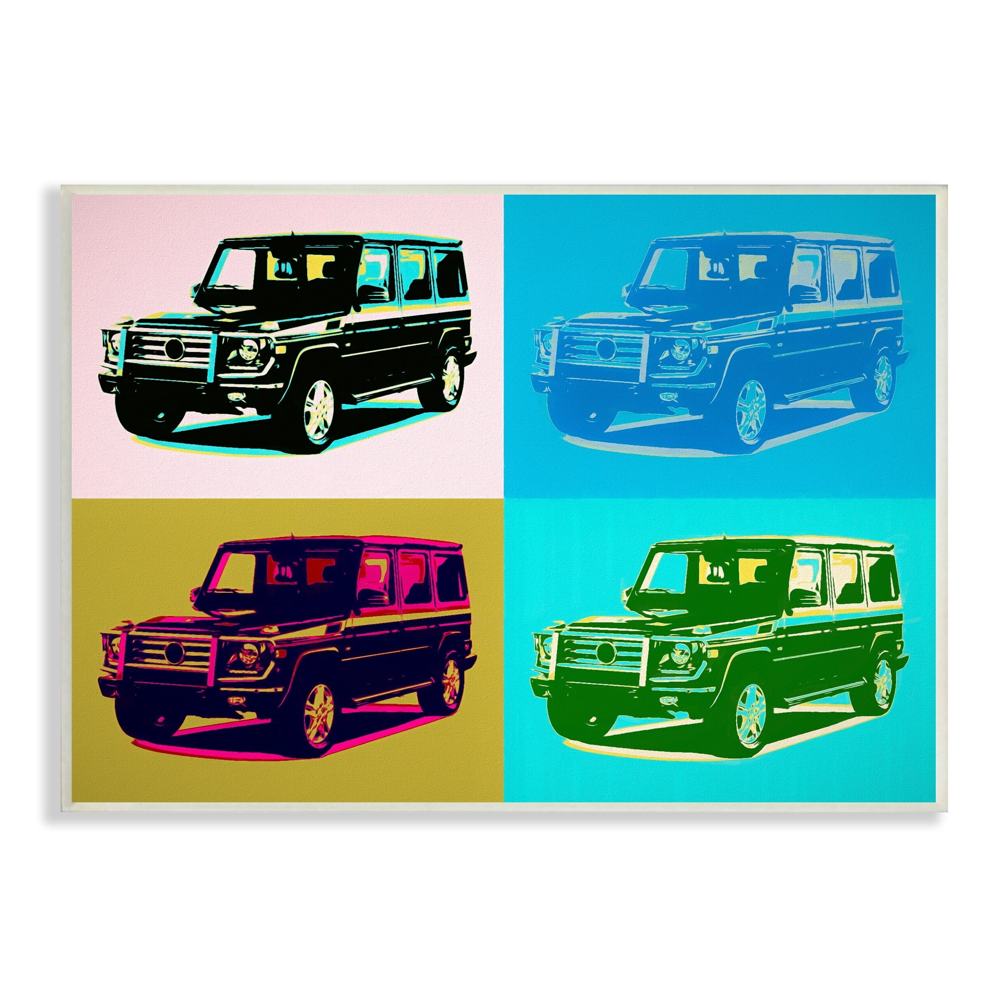 Stupell Industries Retro Pop Vintage Utility Safari Truck Blue Pink, 15 x 10, Design by Daniel Sproul