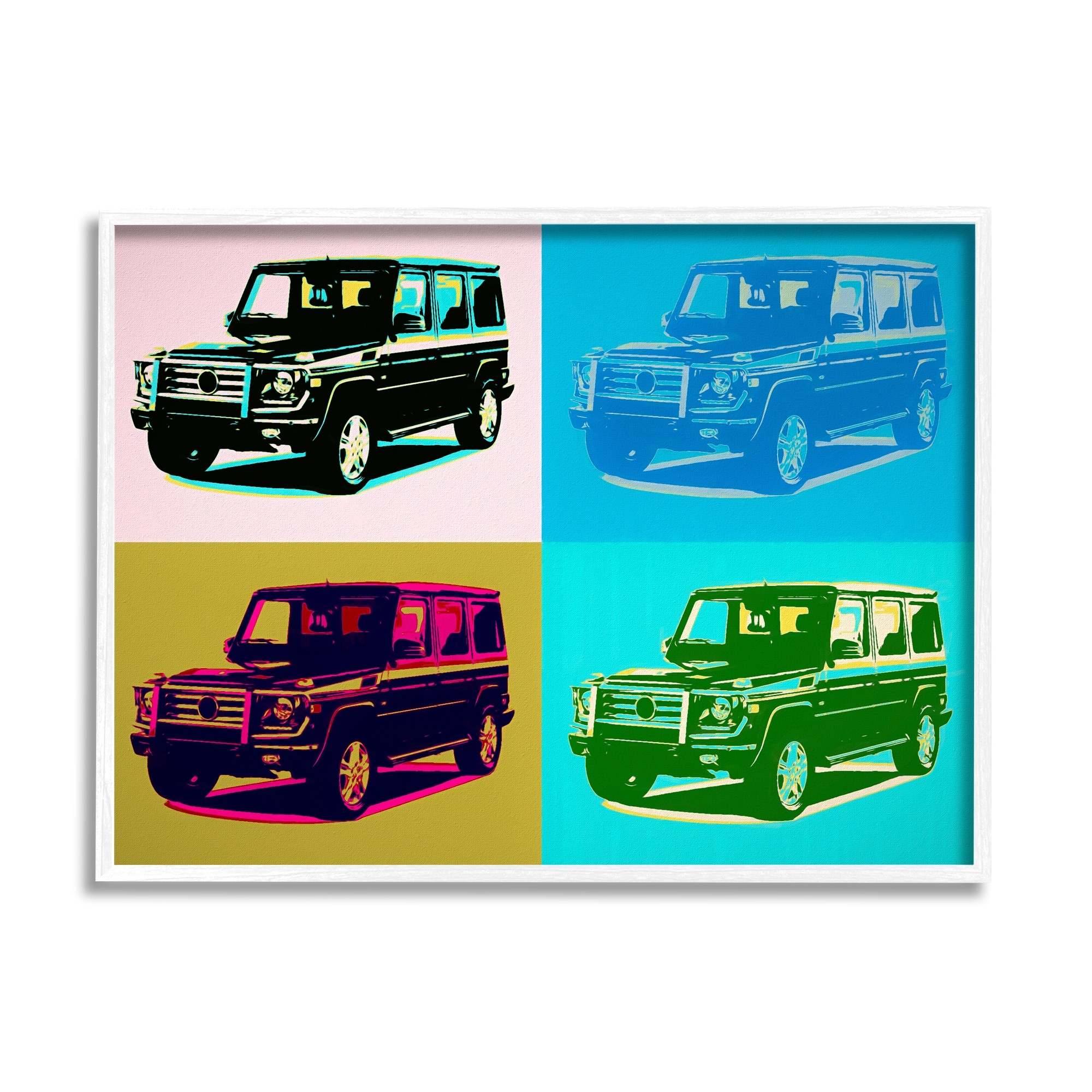 Stupell Industries Retro Pop Vintage Utility Safari Truck Blue Pink, 30 x 24, Design by Daniel Sproul