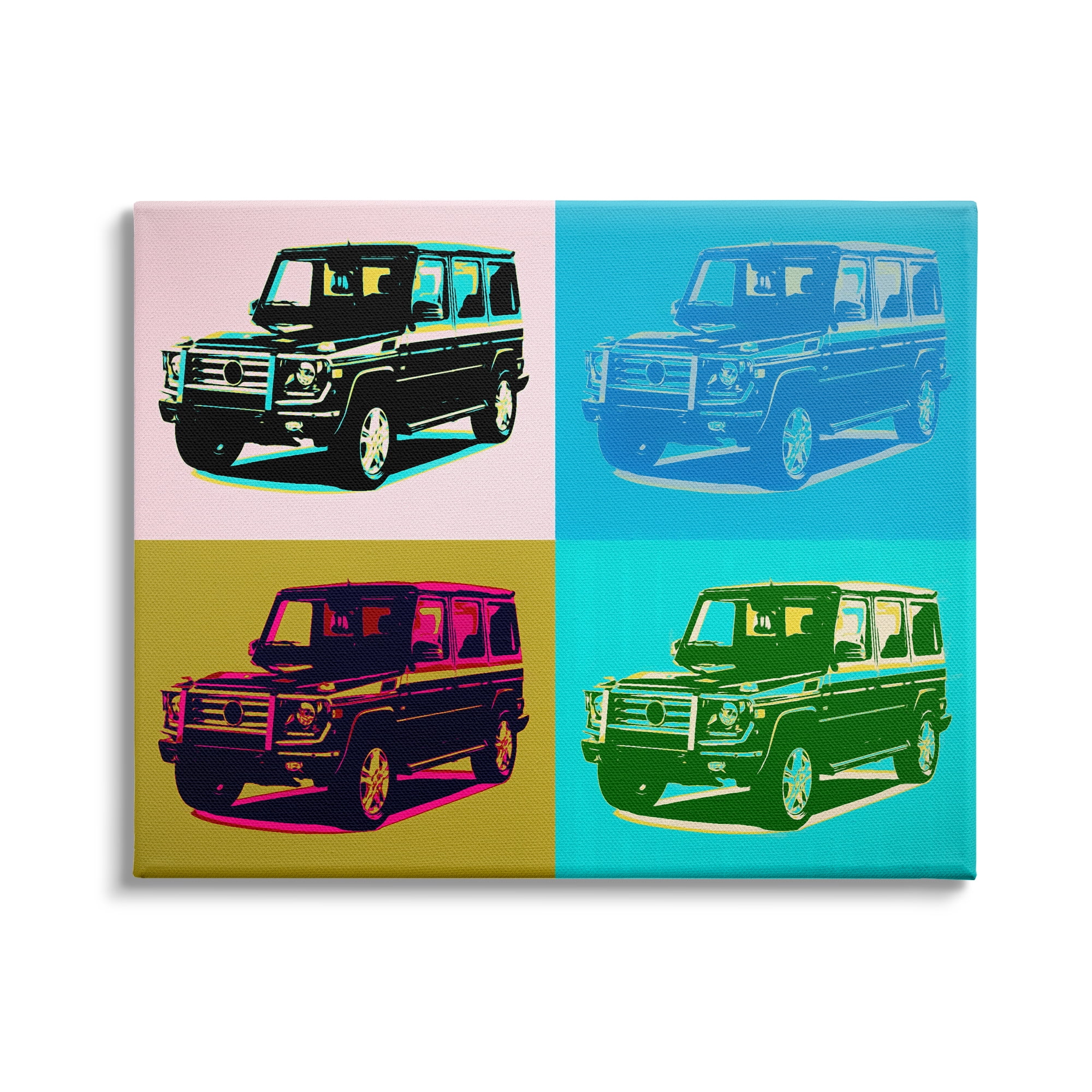 Stupell Industries Retro Pop Vintage Utility Safari Truck Blue Pink, 48 x 36, Design by Daniel Sproul