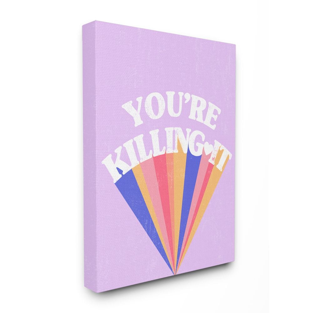 Stupell Industries Retro Pop You're Killing It Motivational Purple Pink Phrase Canvas Wall Art Design by Daphne Polselli, 16" x 20"