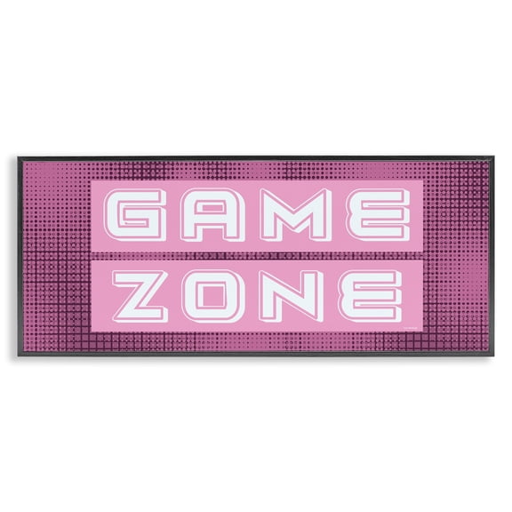 Stupell Industries Retro Purple Game Zone Quotes and Sayings Painting Black Framed Art Print Wall Art, 30 x 13