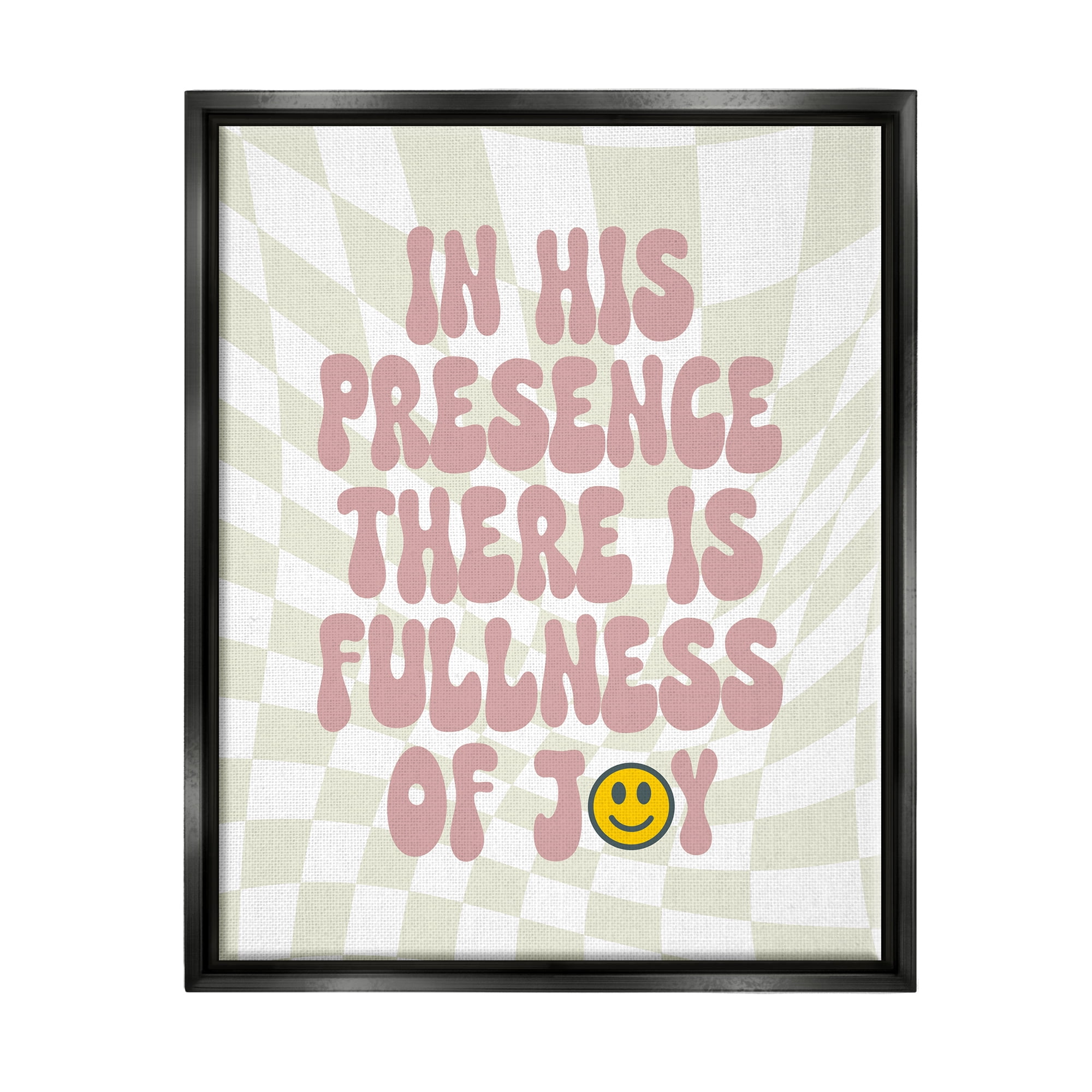 Stupell Industries Retro Religious Patterned Inspirational Painting Black Floater Framed Canvas Art Print Wall Art, 17 x 21