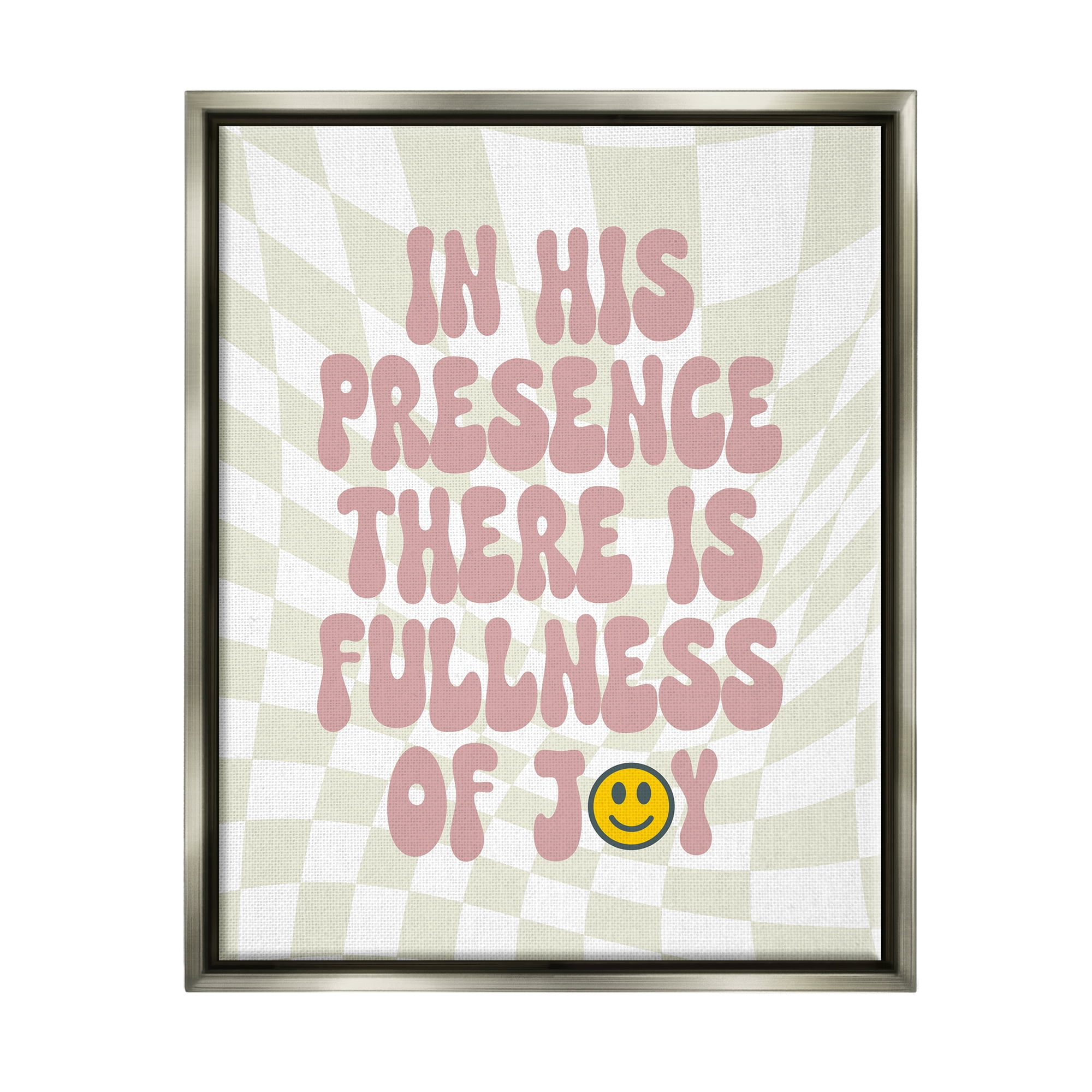 Stupell Industries Retro Religious Patterned Inspirational Painting Gray Floater Framed Canvas Art Print Wall Art, 25 x 31