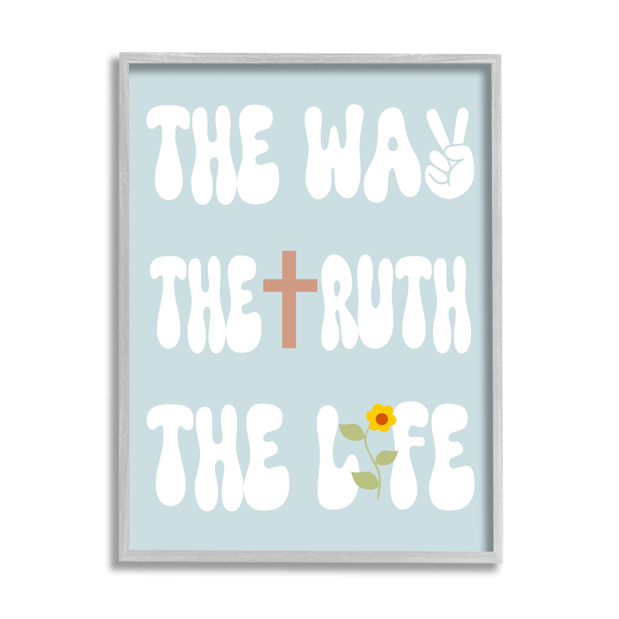 Stupell Industries Retro Religious Phrase Botanical & Floral Painting Gray Framed Art Print Wall Art, 11 x 14