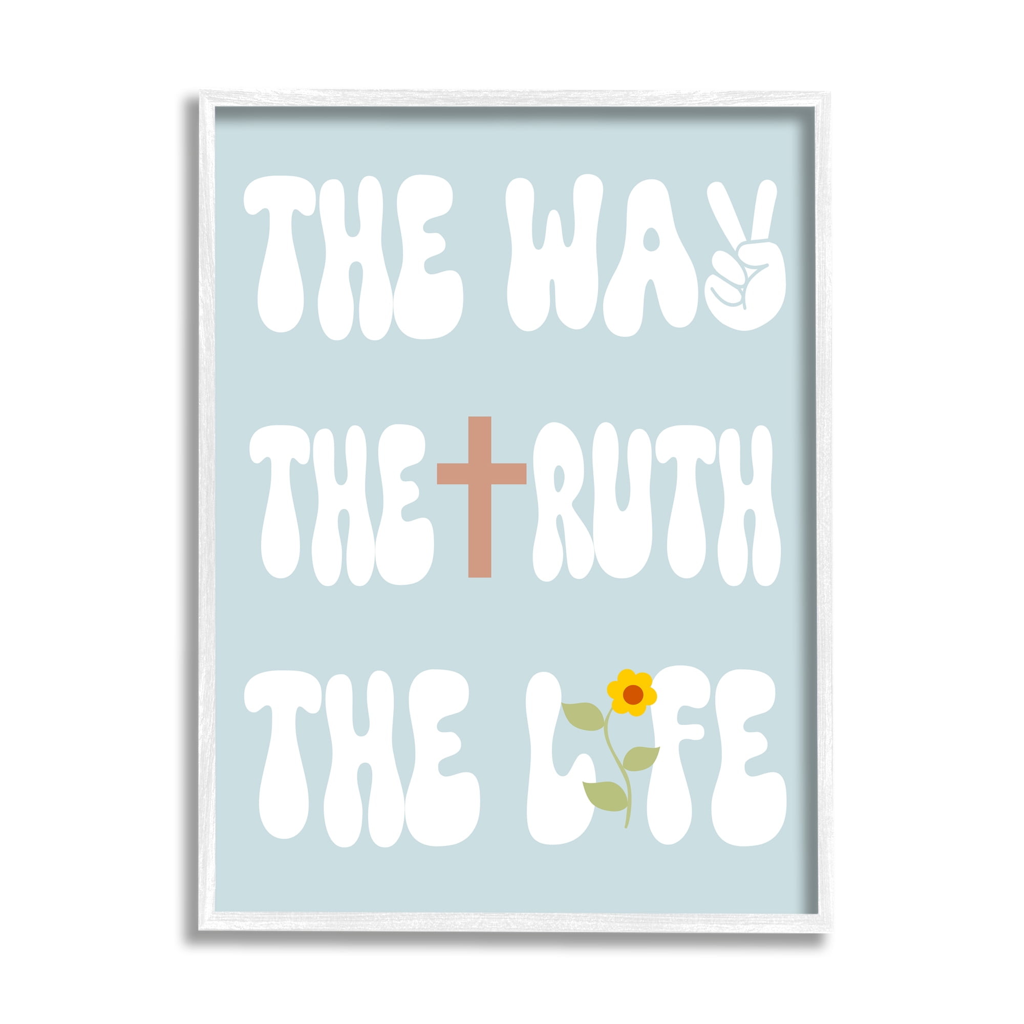 Stupell Industries Retro Religious Phrase Botanical & Floral Painting White Framed Art Print Wall Art, 16 x 20