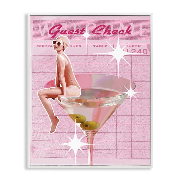 Stupell Industries Retro Restaurant Check Cocktail People Painting White Framed Art Print Wall Art, 16 x 20