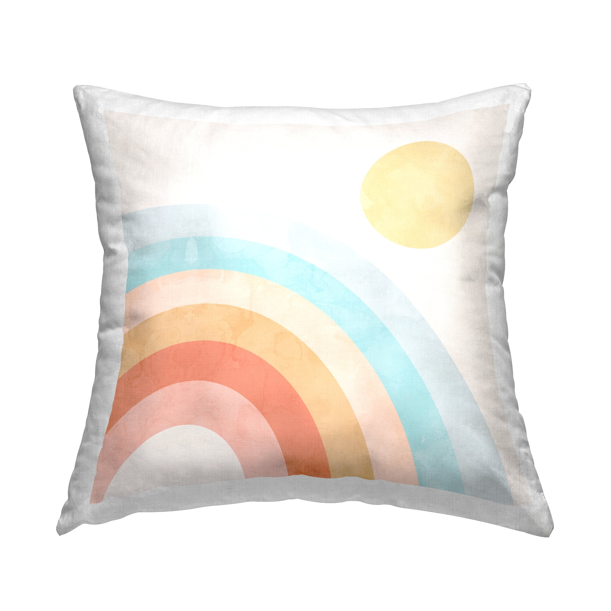 Stupell Industries Retro Rising Sun Pastel Arch Rainbow Design by Daphne Polselli Throw Pillow