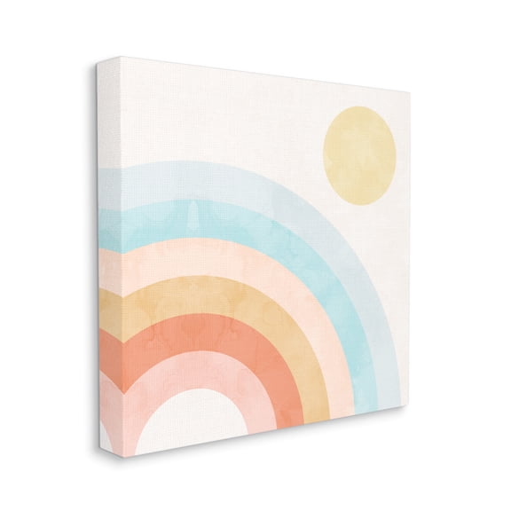 Stupell Industries Retro Rising Sun Rainbow Primary Tone Arches Nature Painting Gallery Wrapped Canvas Print Wall Art, 24 x 24