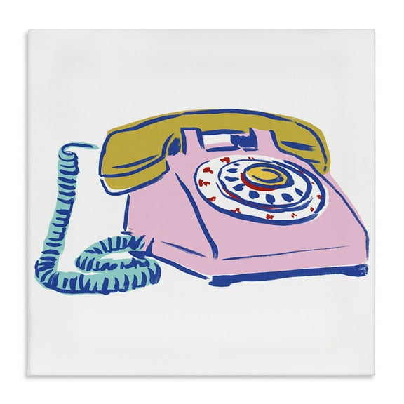 Stupell Industries Retro Rotary Telephone Novelty Painting Gallery Wrapped Canvas Art Print Wall Art, 24 x 24
