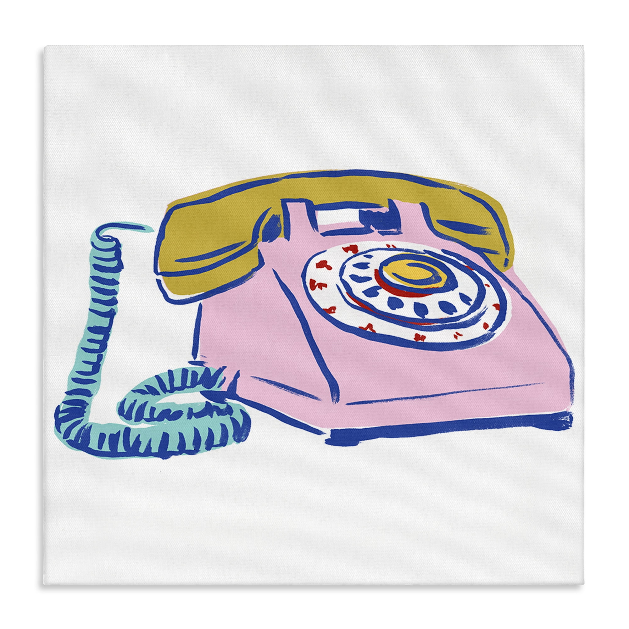Stupell Industries Retro Rotary Telephone Novelty Painting Gallery Wrapped Canvas Art Print Wall Art, 30 x 30