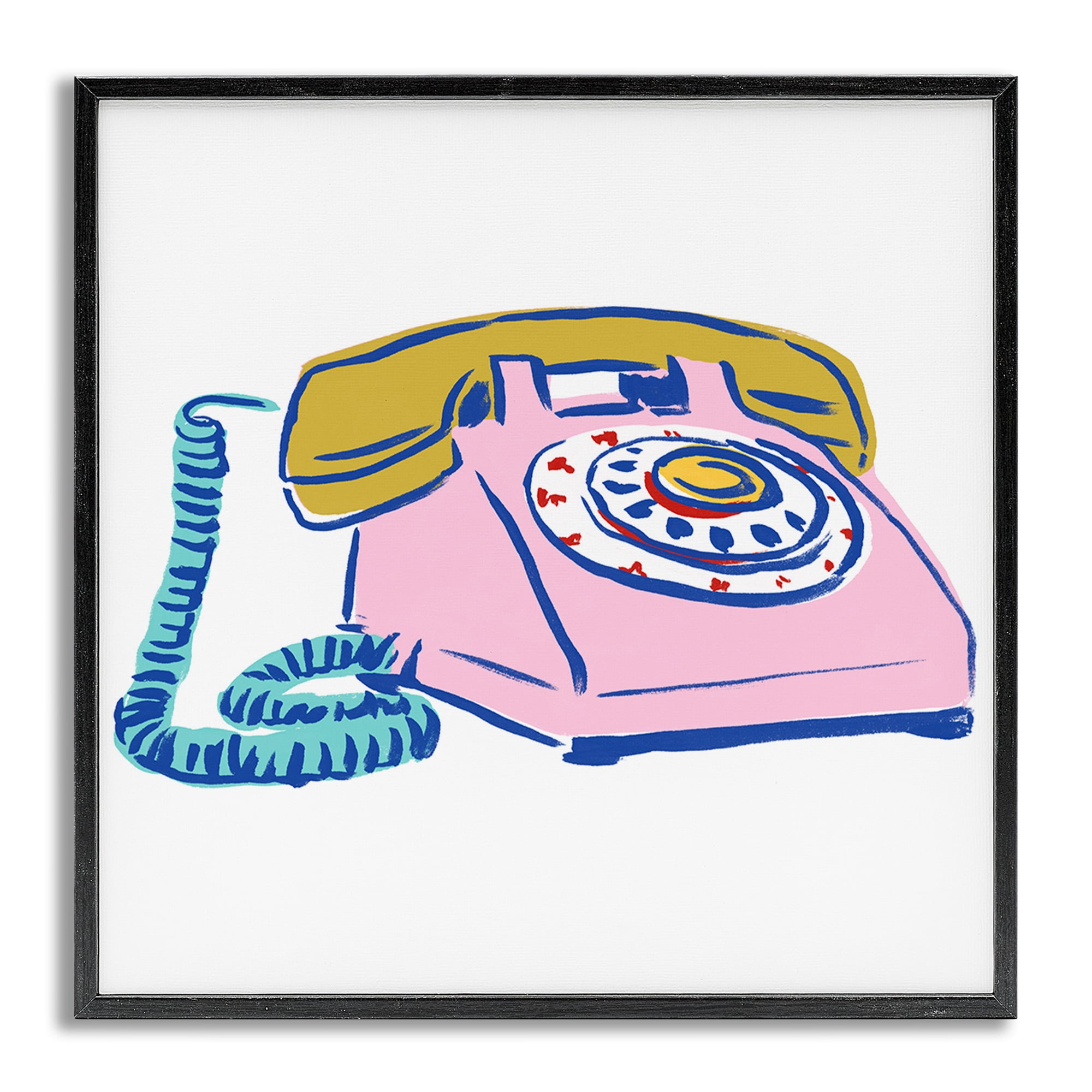 Stupell Industries Retro Rotary Telephone Novelty Painting Gray Framed Art Print Wall Art, 17 x 17