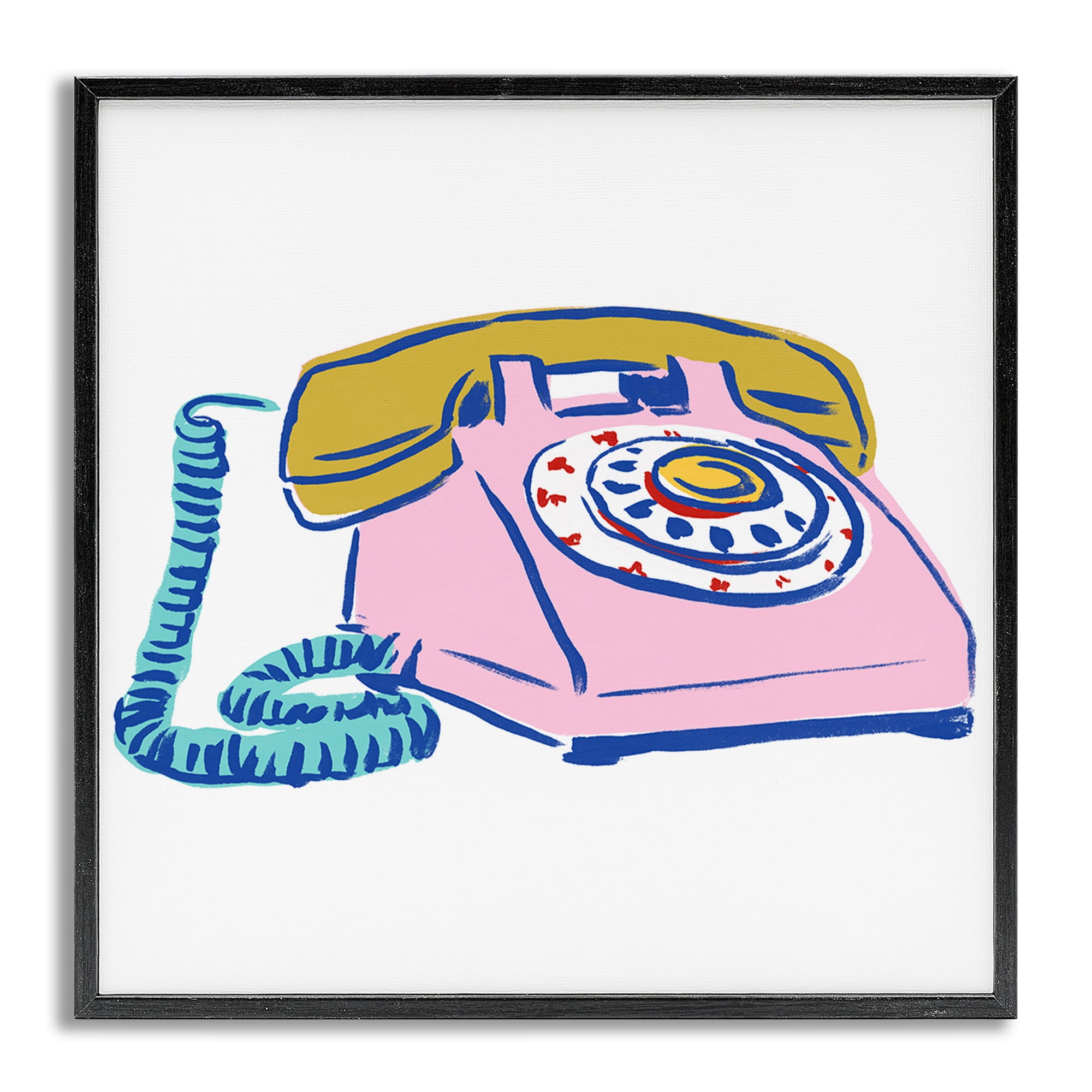 Stupell Industries Retro Rotary Telephone Novelty Painting Gray Framed Art Print Wall Art, 24 x 24