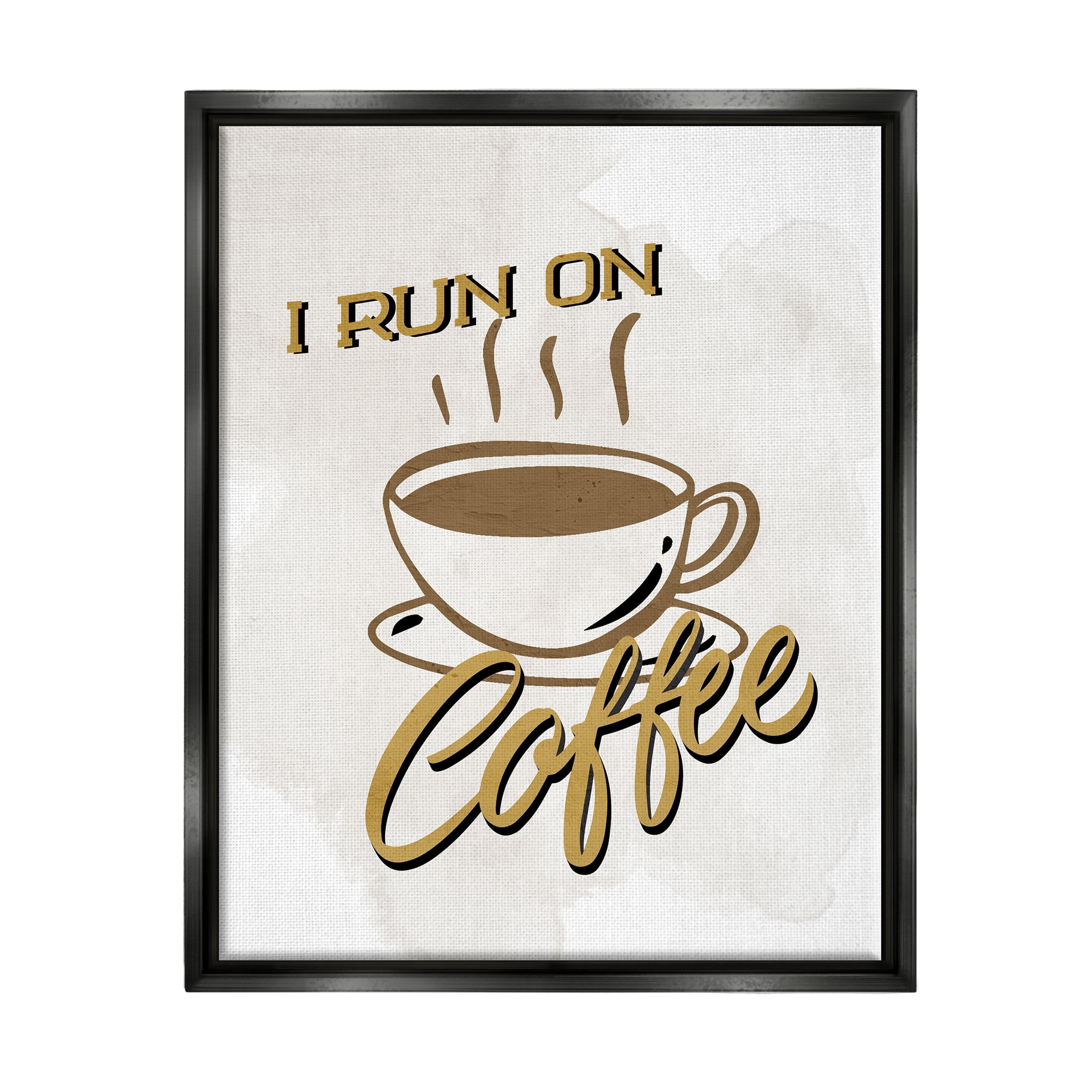 Stupell Industries Retro Run on Coffee Food & Beverage Painting Black Floater Framed Art Print Wall Art, 17 x 21