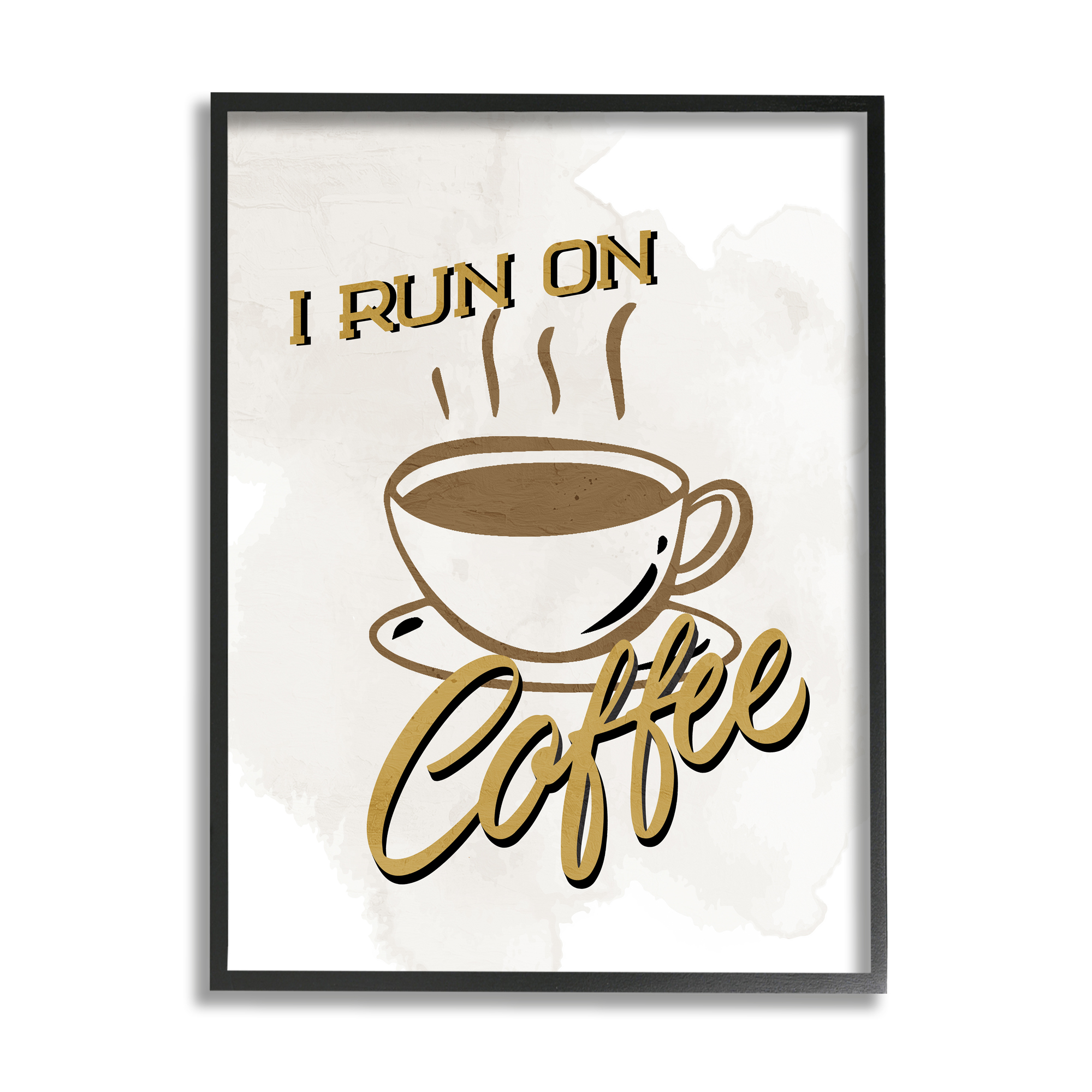 Stupell Industries Retro Run on Coffee Food & Beverage Painting Black Framed Art Print Wall Art, 16 x 20