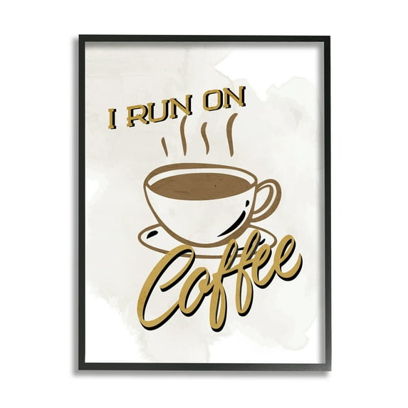 Stupell Industries Retro Run on Coffee Food & Beverage Painting Black Framed Art Print Wall Art, 24 x 30