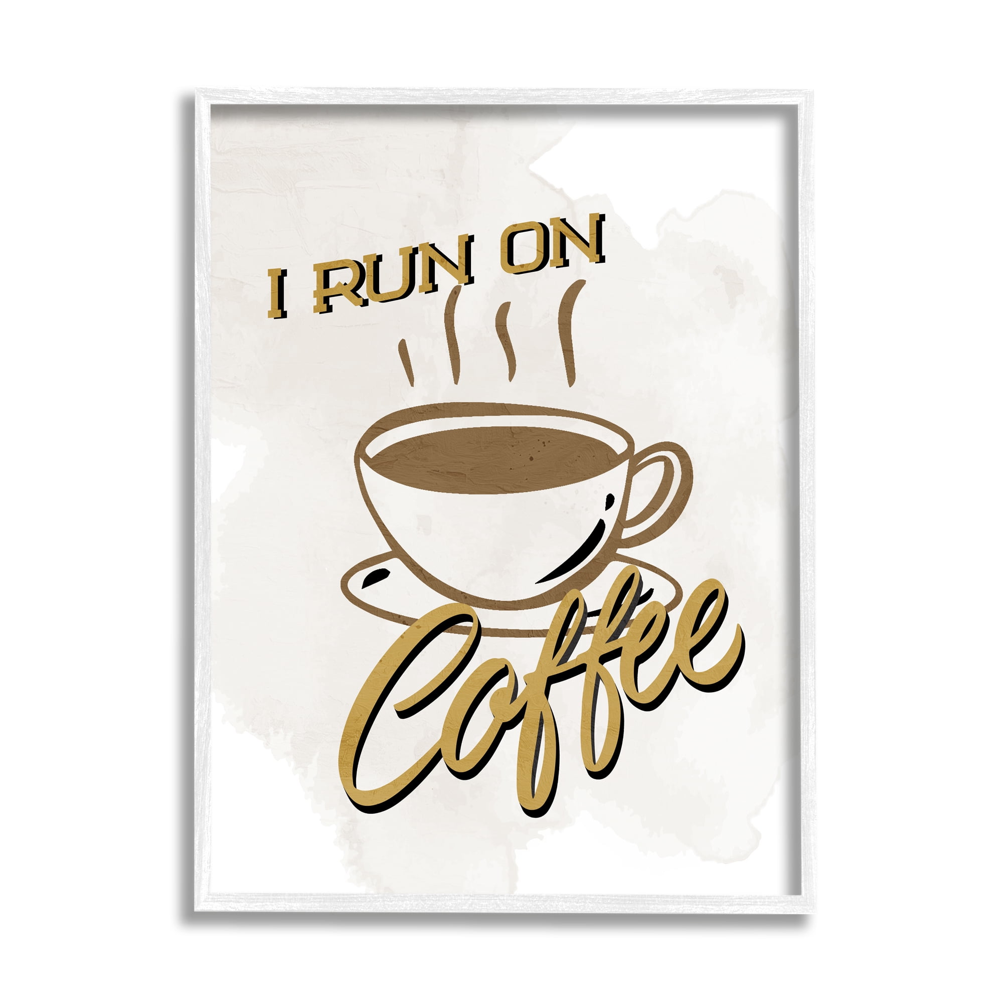 Stupell Industries Retro Run on Coffee Food & Beverage Painting White Framed Art Print Wall Art, 24 x 30