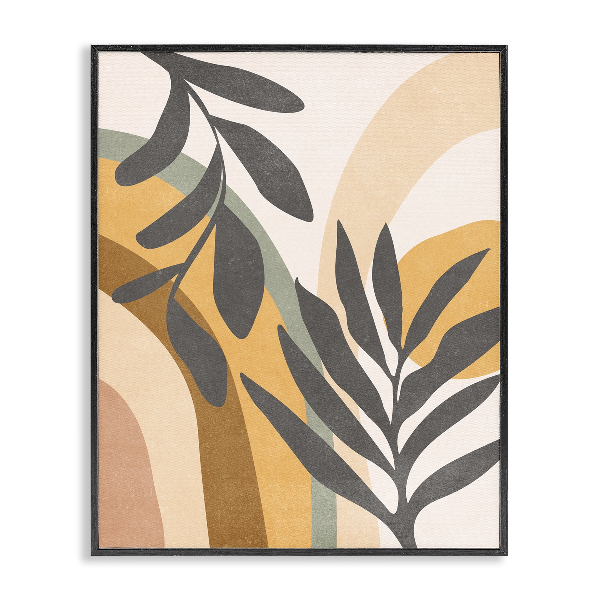 Stupell Industries Retro Sage Boho Plants Landscape & Nature Painting Black Framed Art Print Wall Art, 24 x 30