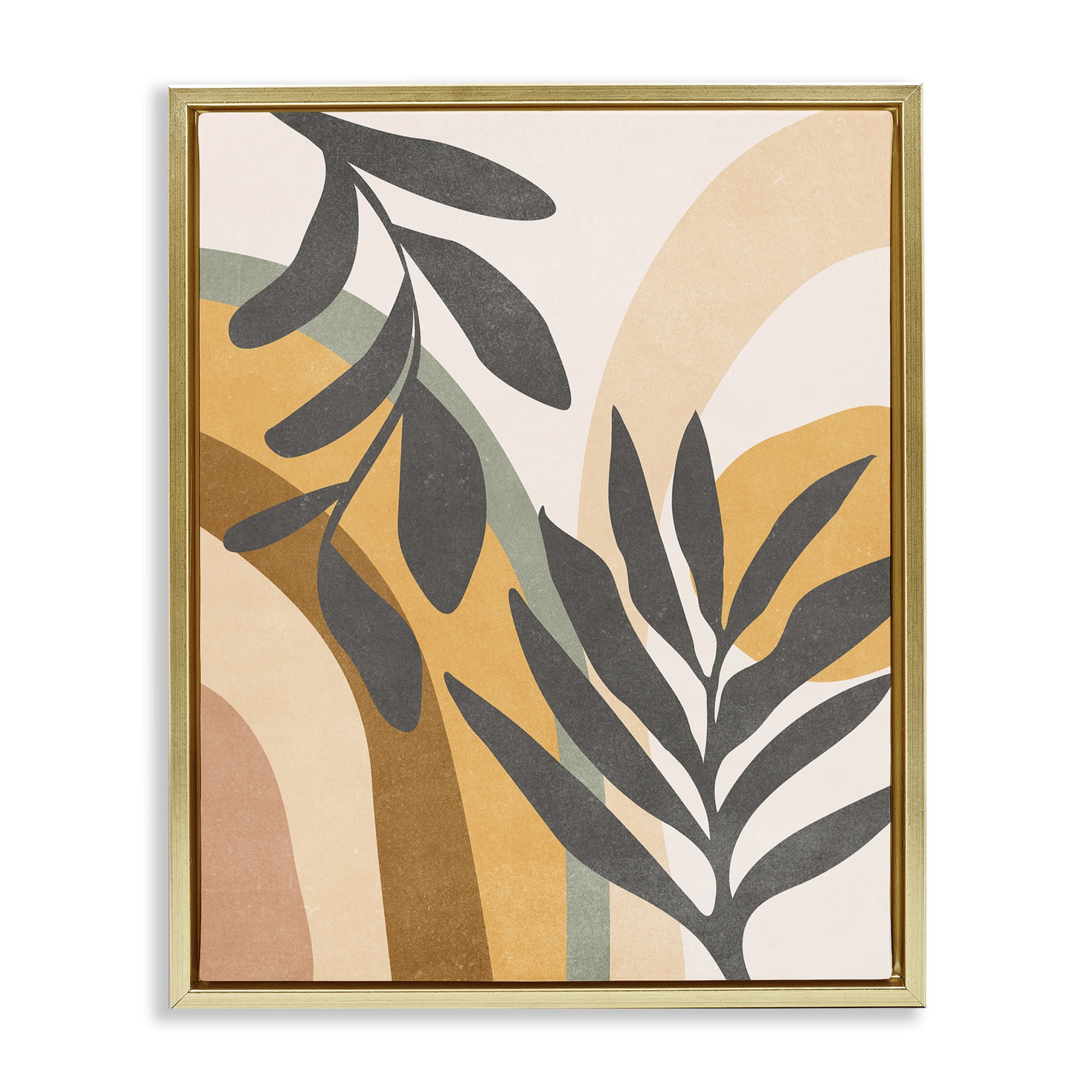 Stupell Industries Retro Sage Boho Plants Landscape & Nature Painting Gold Floater Framed Canvas Art Print Wall Art, 25 x 31