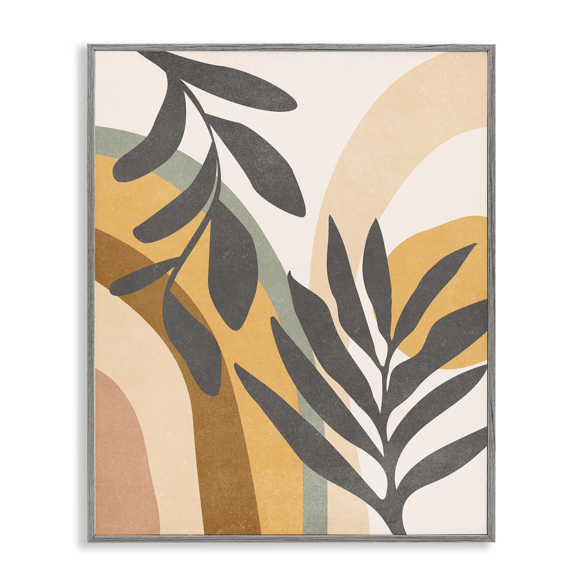 Stupell Industries Retro Sage Boho Plants Landscape & Nature Painting Gray Framed Art Print Wall Art, 24 x 30