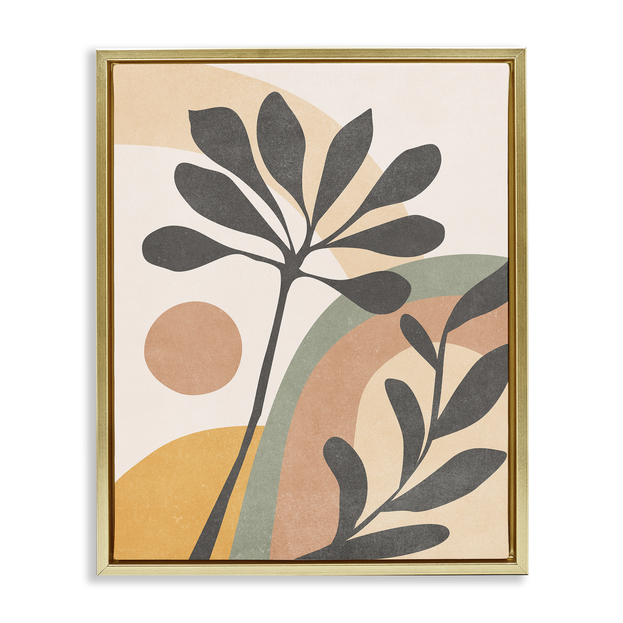 Stupell Industries Retro Sage Boho Sprigs Landscape & Nature Painting Gold Floater Framed Canvas Art Print Wall Art, 17 x 21