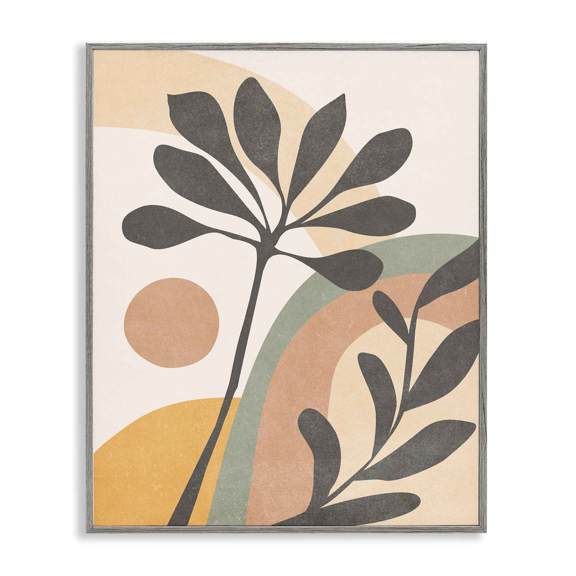 Stupell Industries Retro Sage Boho Sprigs Landscape & Nature Painting Gray Framed Art Print Wall Art, 16 x 20