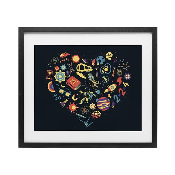 Stupell Industries Retro Science Heart Black Framed Print Under Glass, design by Tobe Fonseca