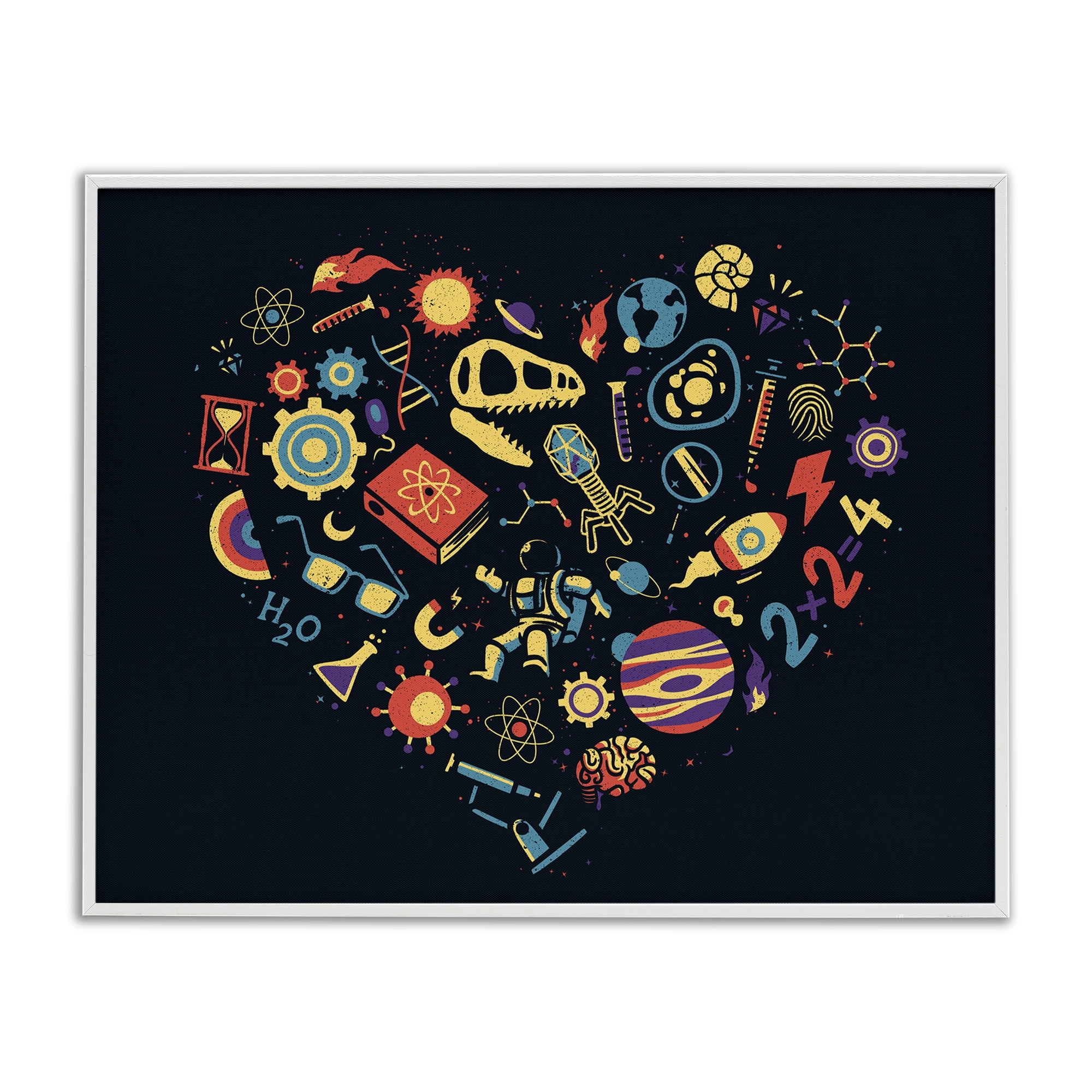Stupell Industries Retro Science Heart White Framed Giclee Art, design by Tobe Fonseca