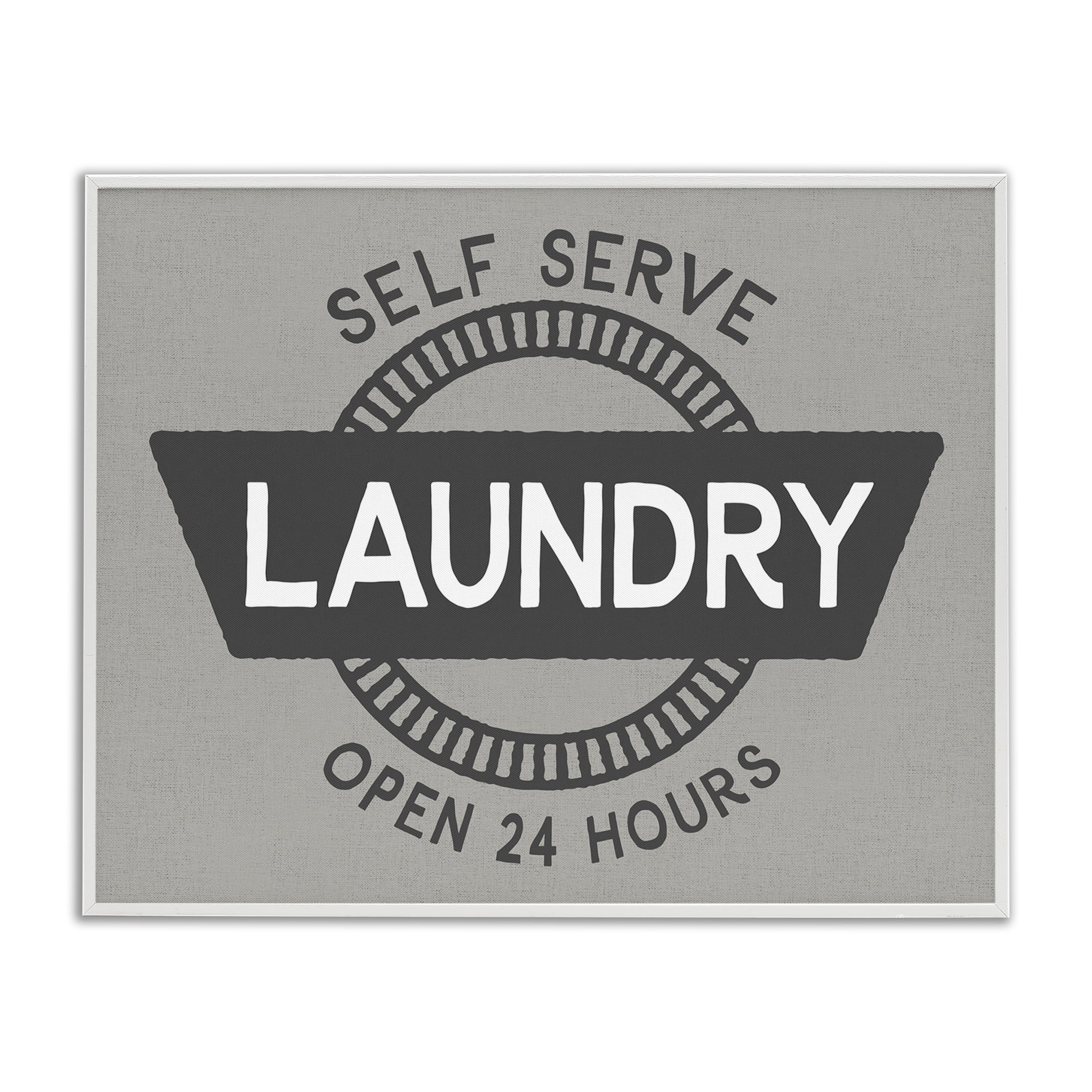 Stupell Industries Retro Self Serve Laundry Bath & Laundry Painting White Framed Art Print Wall Art, 20 x 16