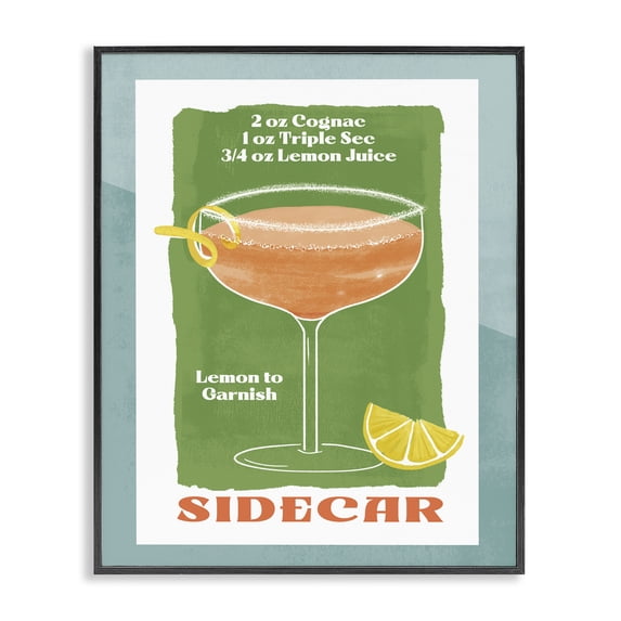Stupell Industries Modern Retro Sidecar Recipe Black Framed Giclee Art, 16 x 20, by Deane Beesley