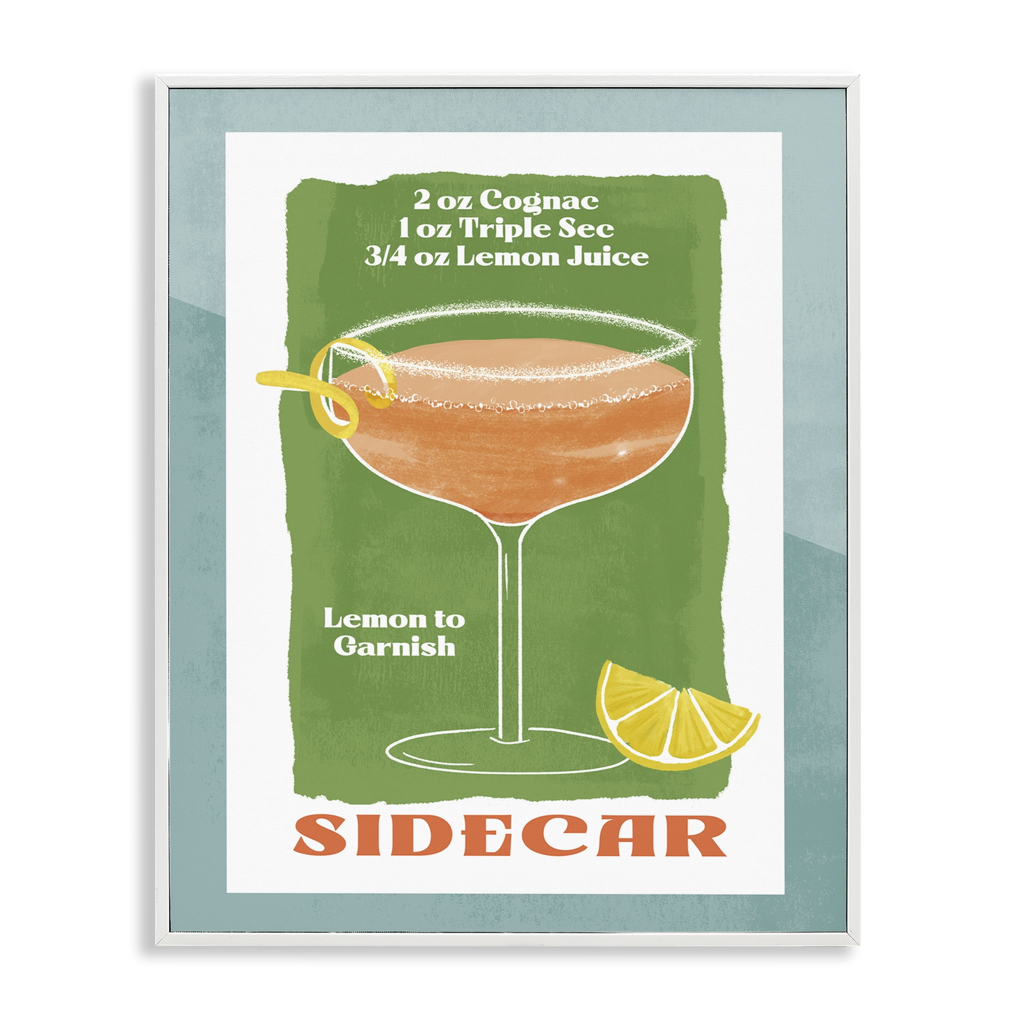 Stupell Industries Retro Sidecar Recipe Food & Beverage Painting White Framed Art Print Wall Art, 16 x 20