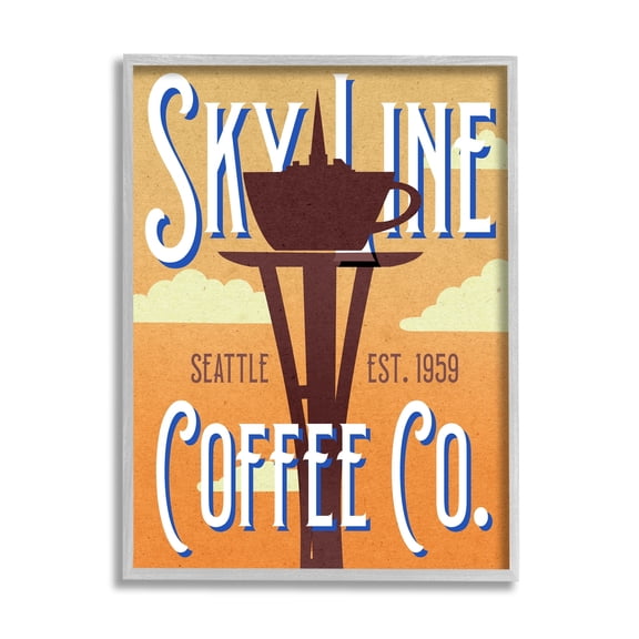 Stupell Industries Retro Sky Line Coffee Co. Seattle Cup Needle, 16 x 20, Design by Daphne Polselli