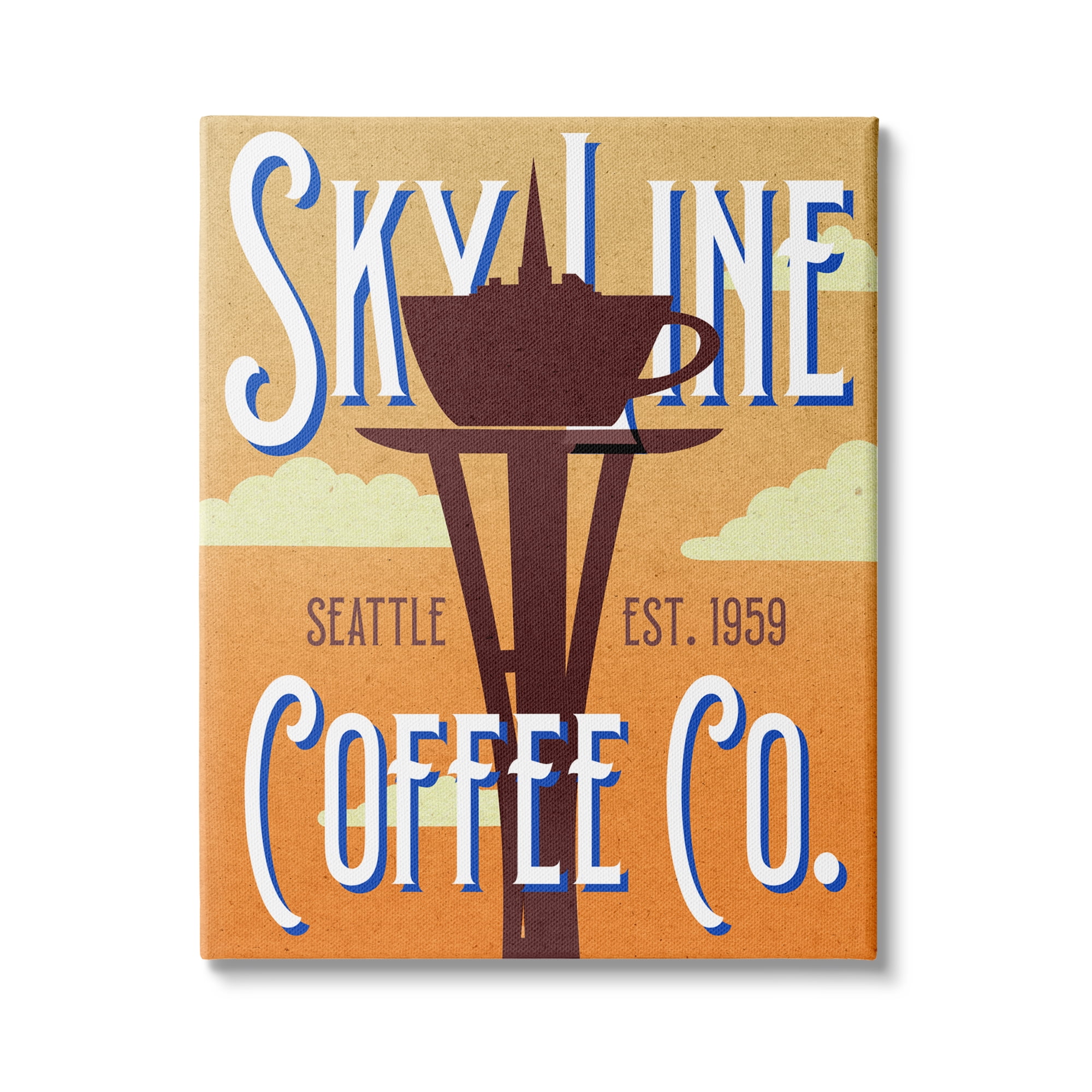 Stupell Industries Retro Sky Line Coffee Co. Seattle Cup Needle, 36 x 48, Design by Daphne Polselli