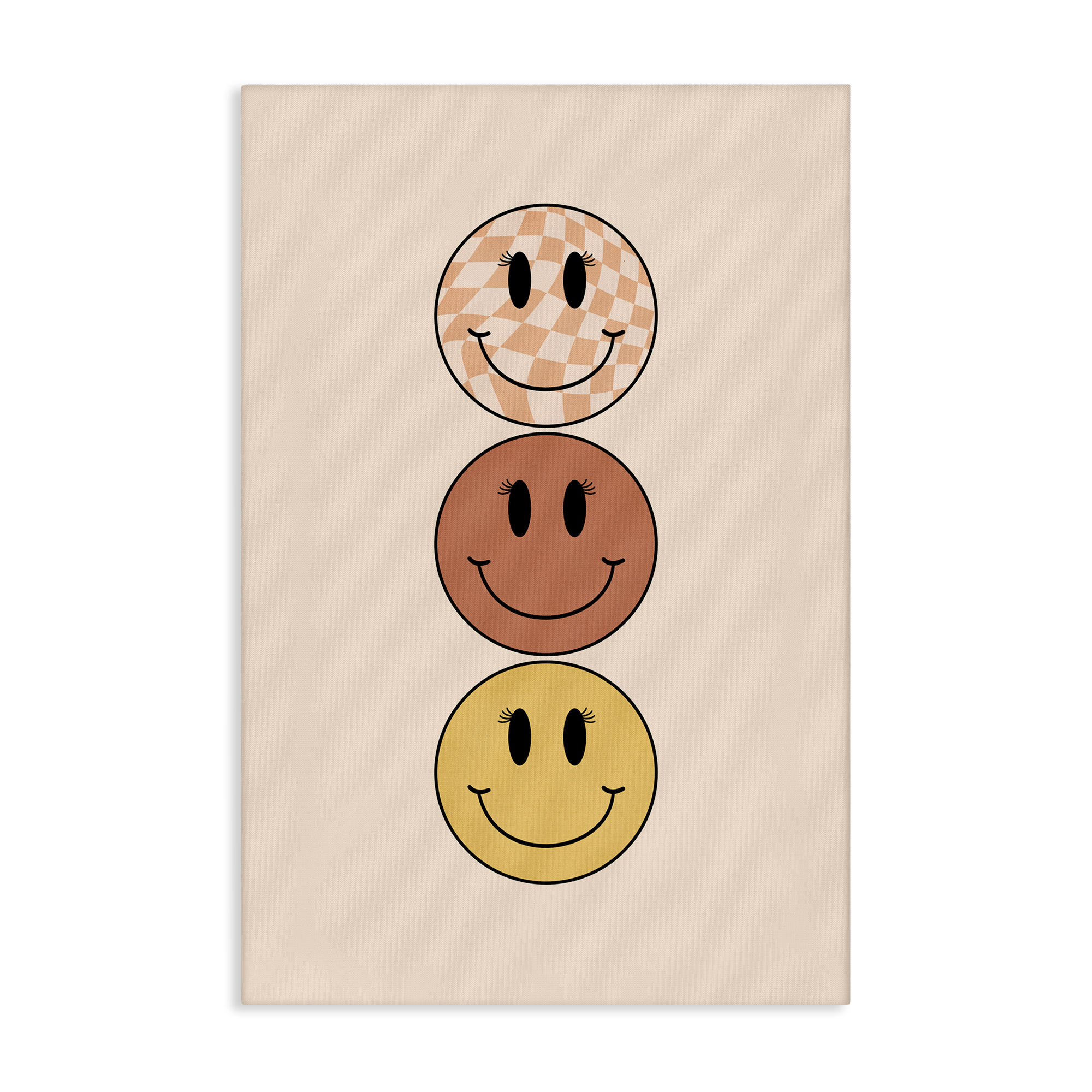 Stupell Industries Retro Smileys Trio Novelty Painting Gallery Wrapped Canvas Art Print Wall Art, 24 x 36
